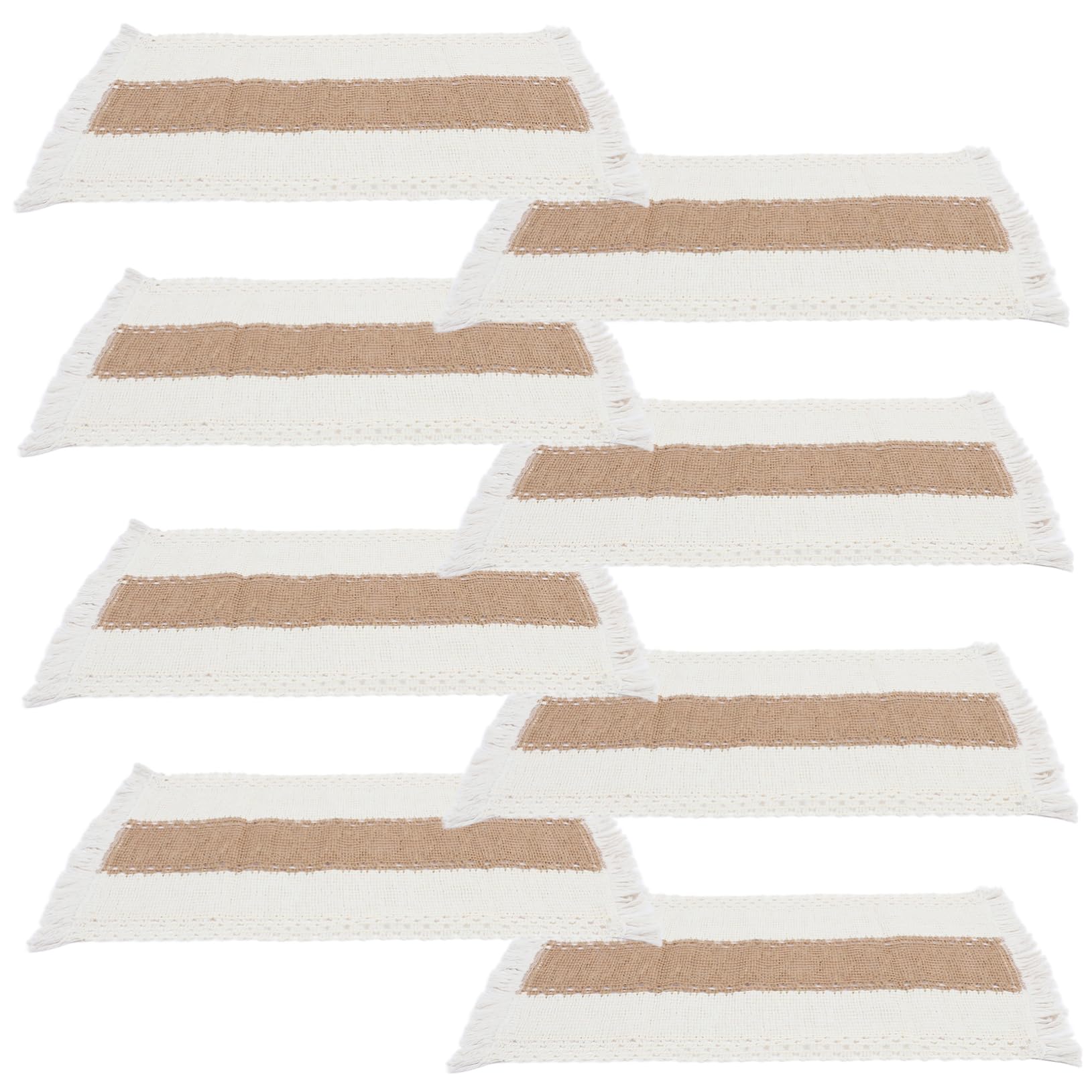 Sets de table simples résistants chaleur de style moderne avec pompons lot de 8 pièces