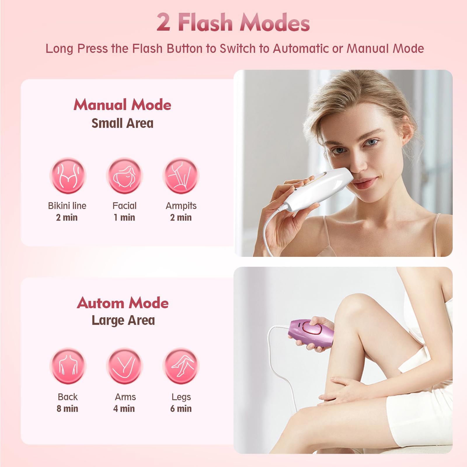 Depilación láser IPL, dispositivo de depilación láser para mujeres y hombres, depilación sin dolor de cuerpo completo y cara en casa (blanco) 4