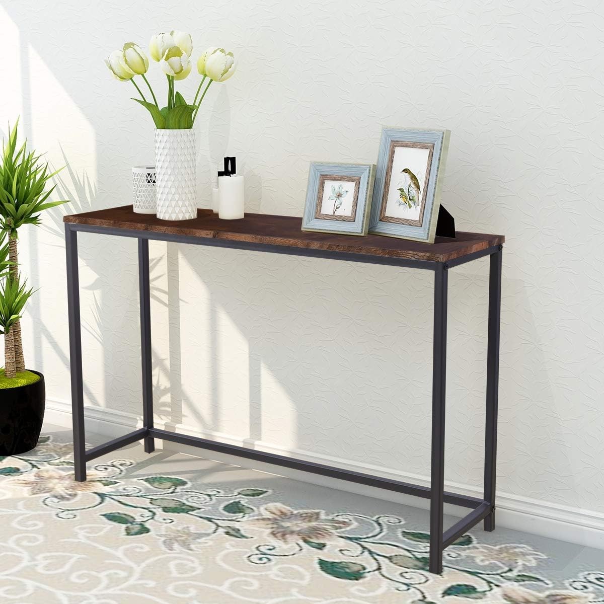 - HOMERECOMMEND Console Table for Entryway Narrow Sofa Tables Entryway Table Rustic Narrow Entrance Front Door Console Table Accent Table for Living Room Corridor Hallway Rustic Brown
