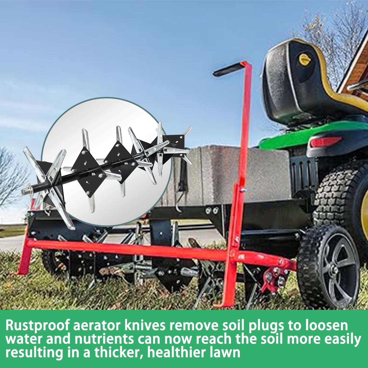 Replacmentparts 40 inch SmartLink Plug Aerator Compatible with 45-0518 Tow Behind Lawn Plug Aerator Pull Behind Lawn Garden Tractors 45-0474 Black