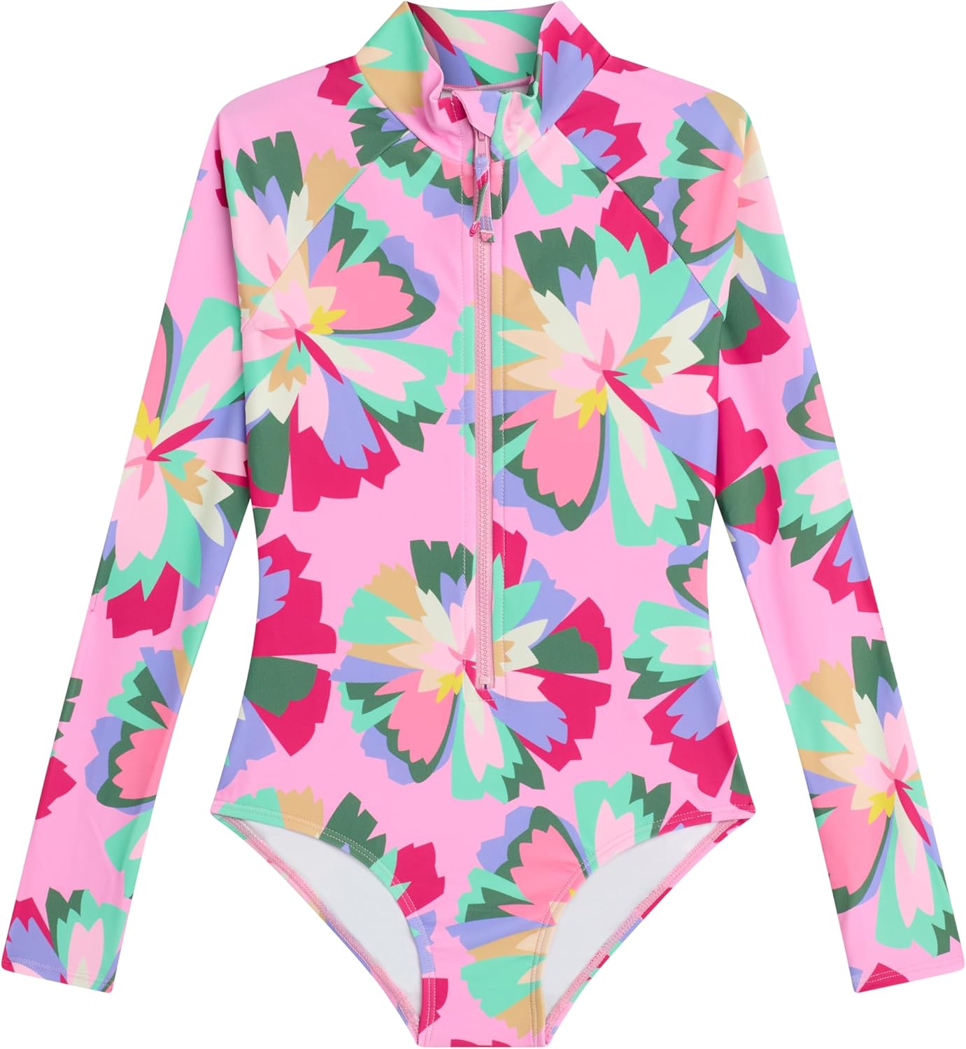 Kanu Surf Girls' Laurel Beach Sport UPF 50 Zip Front One Piece Swimsuit