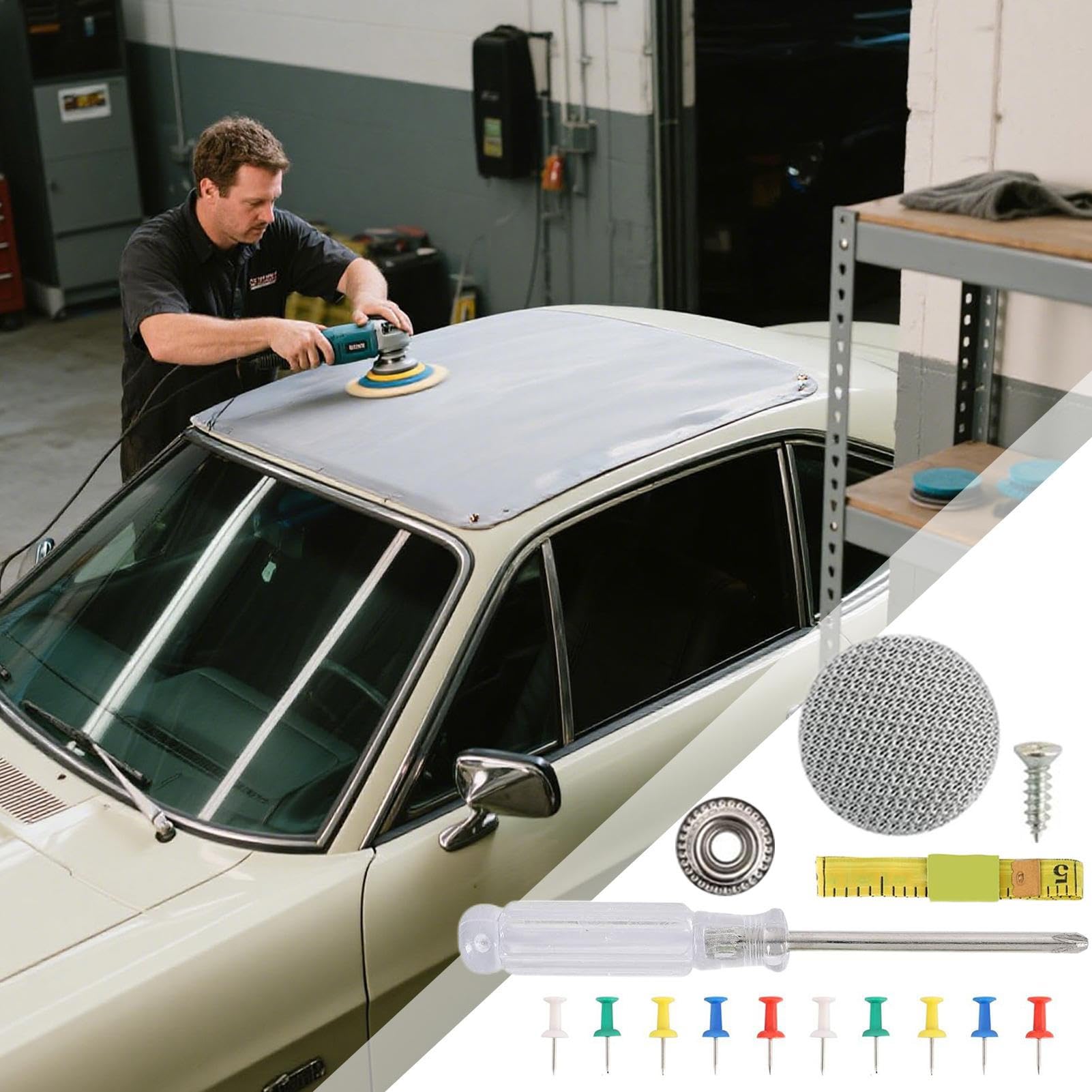Kit Riparazione Cielo Auto,Bottoni Rivetti per Auto | Fibbia Fissaggio Con Strumento Installazione Per Furgone Tetto Apribile