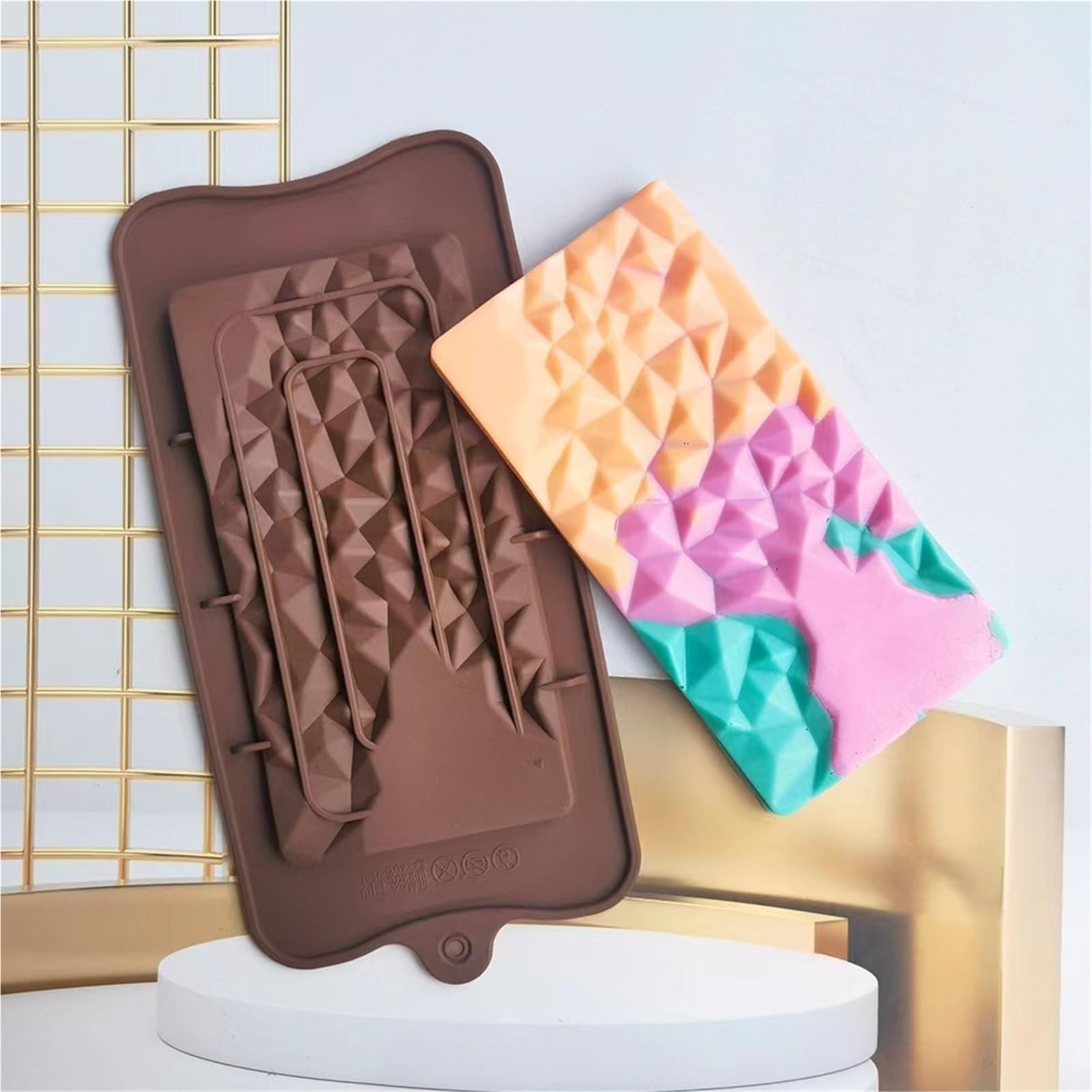 5-teiliges Schokoladenform-Set, 3D-Silikonform, Schokoladenform, Schokoladenriegelform, Bonbonform, Fondantform, Backzubehör Für Schokolade,Praline(Style05)