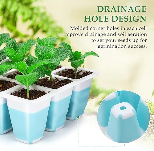 Miniatura 3 de Hanaoyo Bandeja de inicio de semillas reutilizable, kit de iniciación de semillas de 5 piezas con células flexibles emergentes (60 celdas en total),