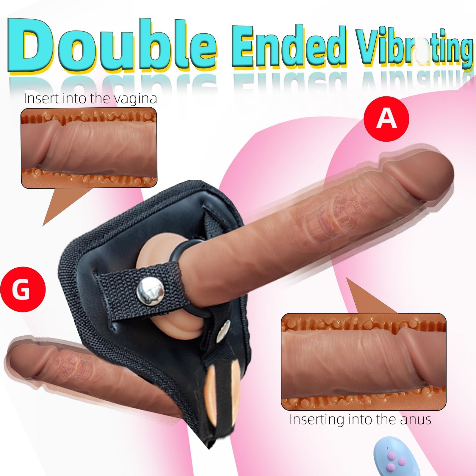 Strap On Dildo Silicone per Donne 2 Dildos Rimovibili con Vibratore G-Spot Regolabile per Lesbo e Coppie, Design Doppio per Piacere Simultaneo