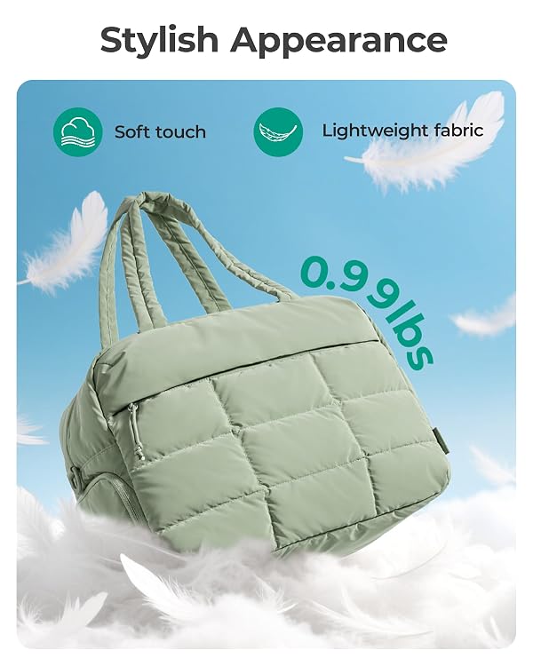 BAGSMART Gym Bag for Women, Carry on Travel Duffel Bag, Water-resistant Weekender with Shoe Compartment for Gym Travel Work, Green, Medium by BAGSMART - Used condition - Image 7