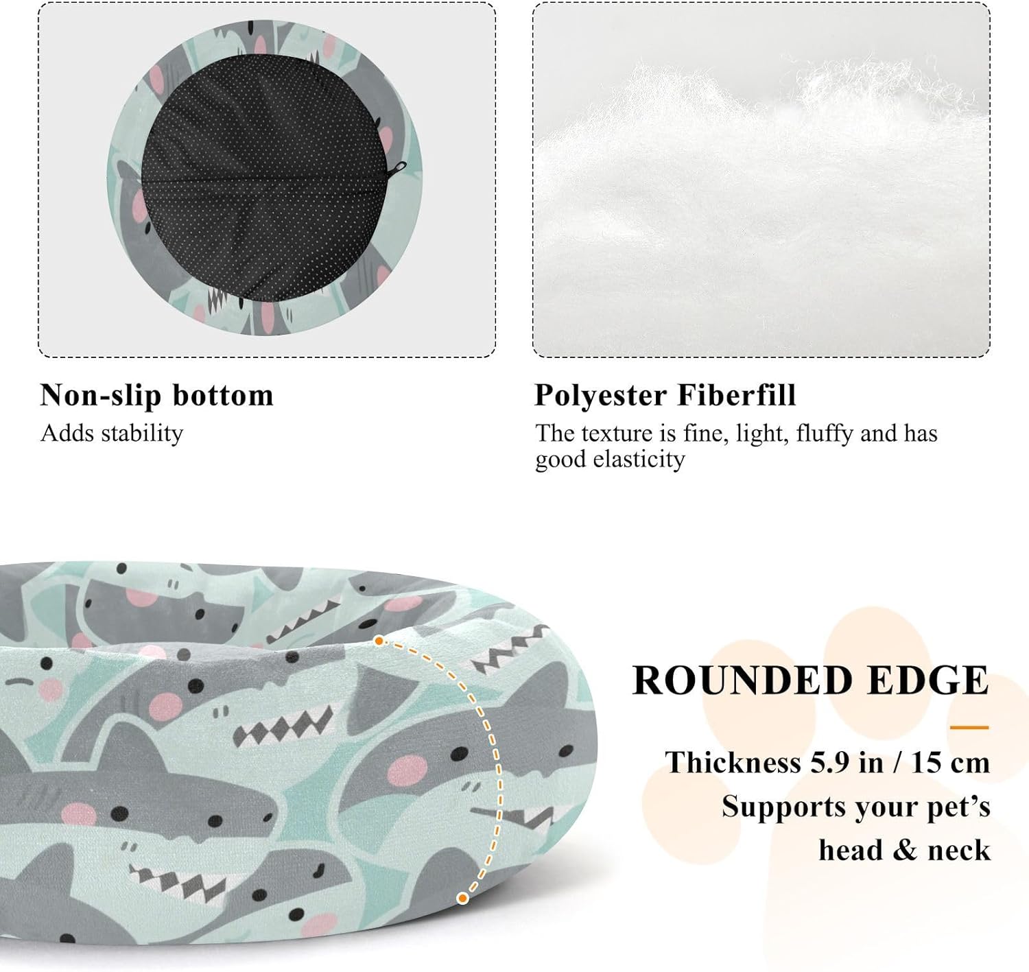 Small Size Pet Bed Pillow Dolphin Grey Stress Relief Pet Bed Dog Beds