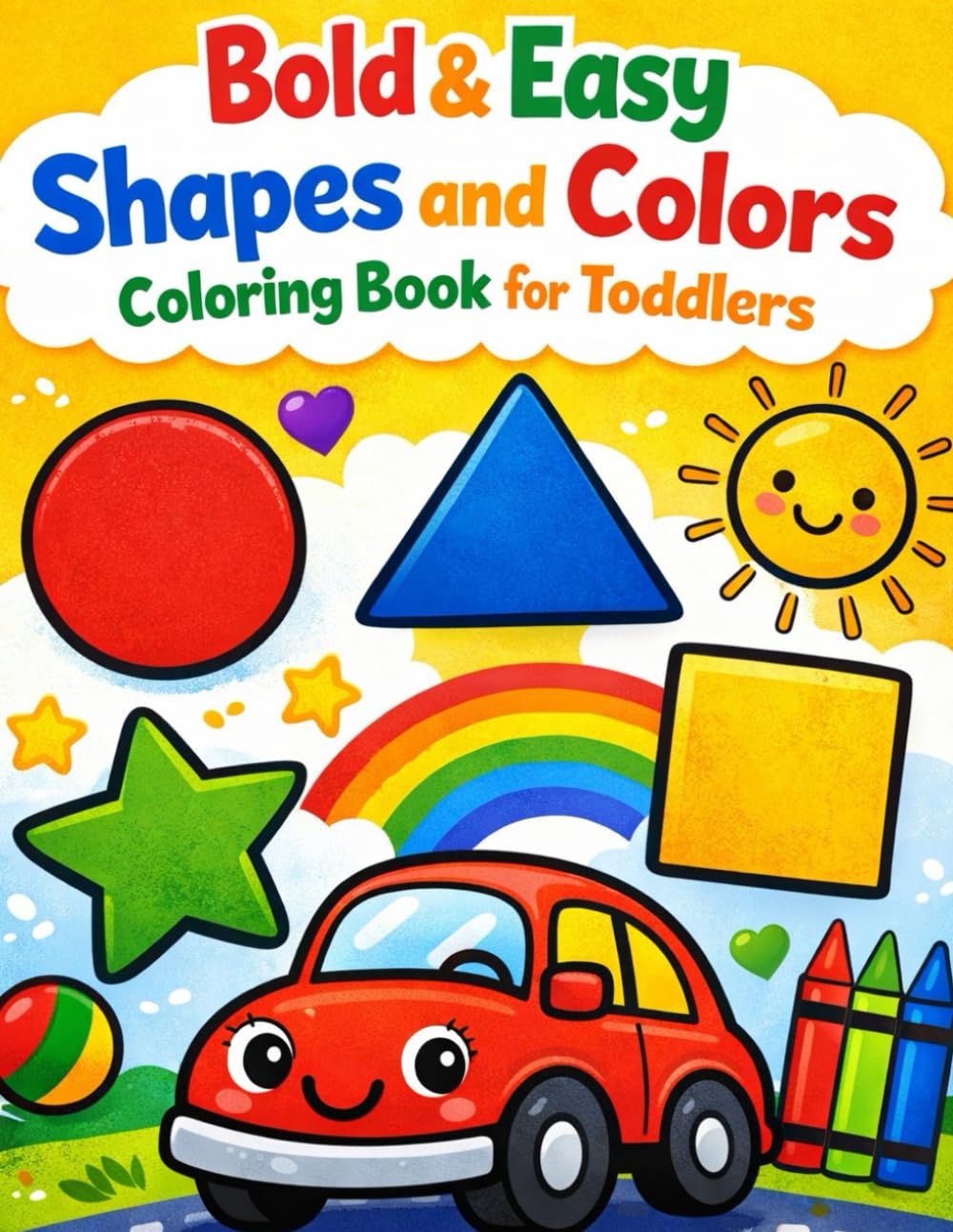 Bold & Easy Shapes and Colors Coloring Book for Toddlers: Learn Simple Shapes and Colors While Coloring – Big Bold Lines for Ages 2‑4