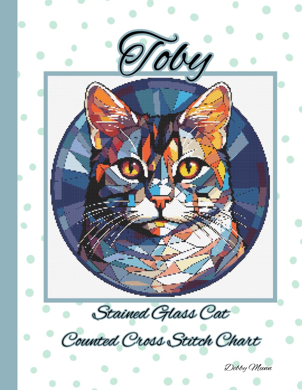 Toby: Stained Glass Cat Counted Cross Stitch Chart