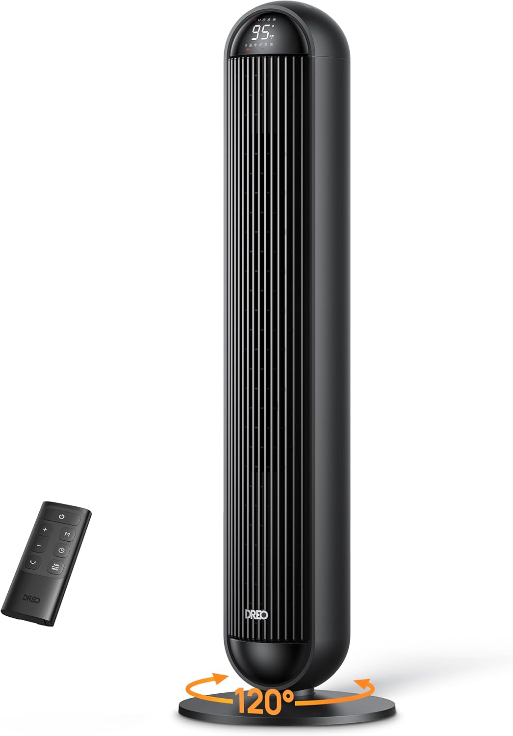 Dreo Tower Fan and Heater Combo, 29.2ft/s Standing Fans for Bedroom, 17 Levels, 6 Modes, 120° Oscillation, 42 Inch, 12H Timer, 25dB Quiet, with Remote, for Office, Large Room, Black