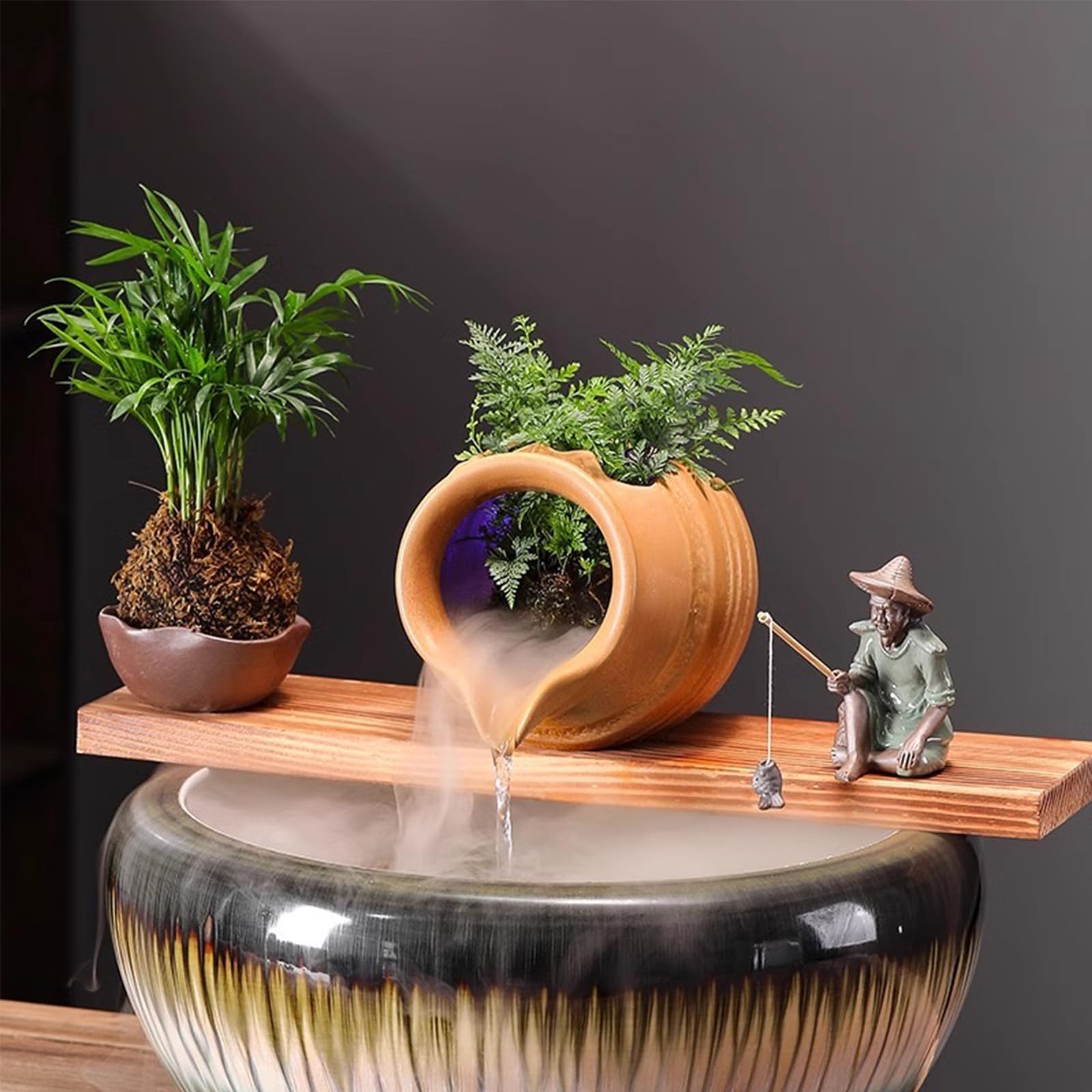 Brocca in Ceramica per Laghetto, Fontana, Giardino, Esterno, Vaso, Grotta, Cascata, Decorazione Esterna, Vaso Idroponico (Marrone Chiaro)