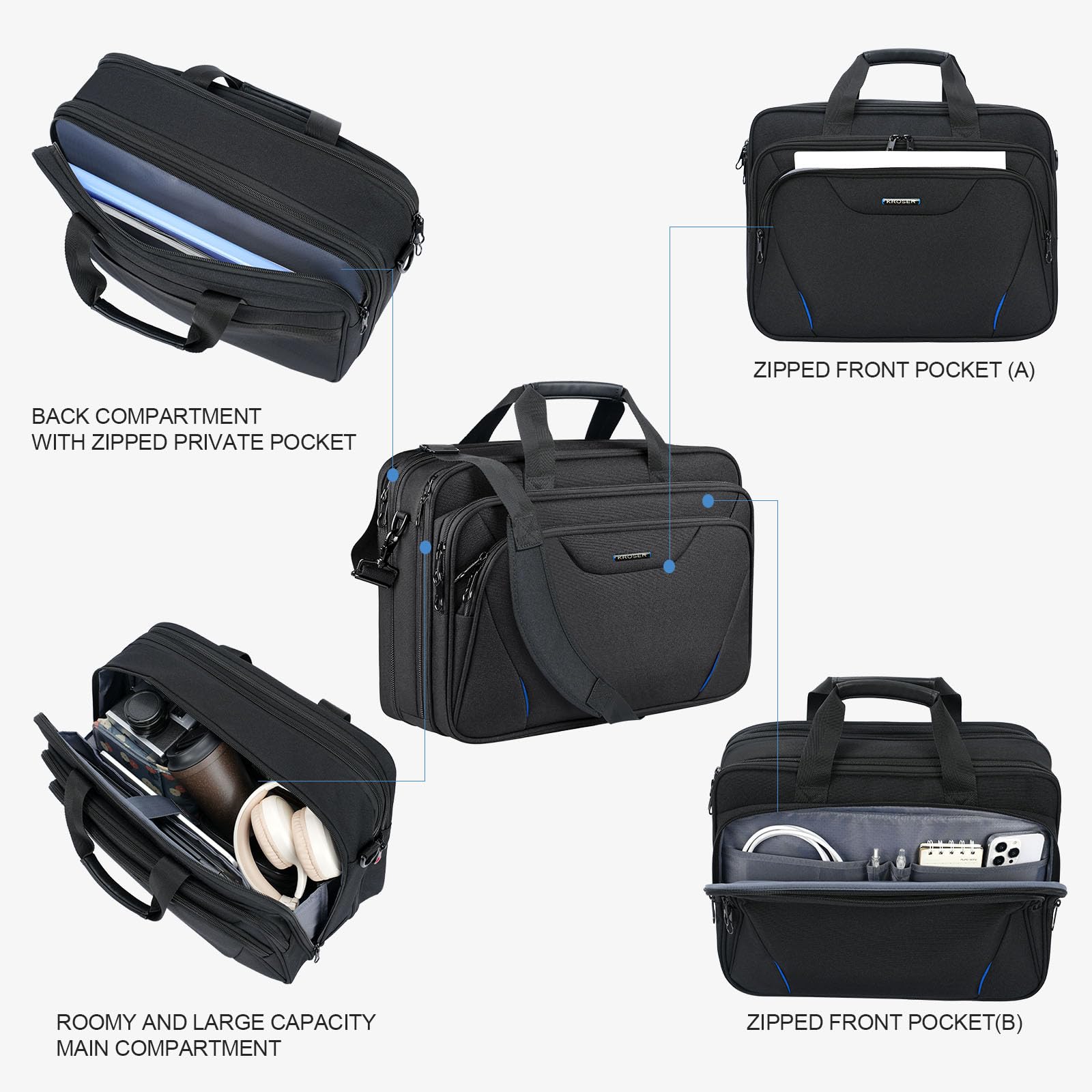 KROSER Borsa per laptop Premium valigetta per laptop fino a 17,3 pollici