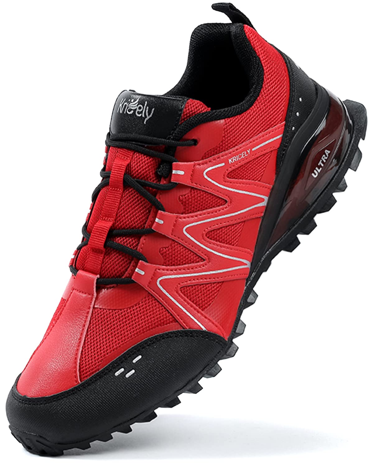 Kricely Men's Walking Shoes Breathable Lightweight Fashion Sneakers Non Slip Sport Gym Jogging Trail Running Shoes 15 Red-6