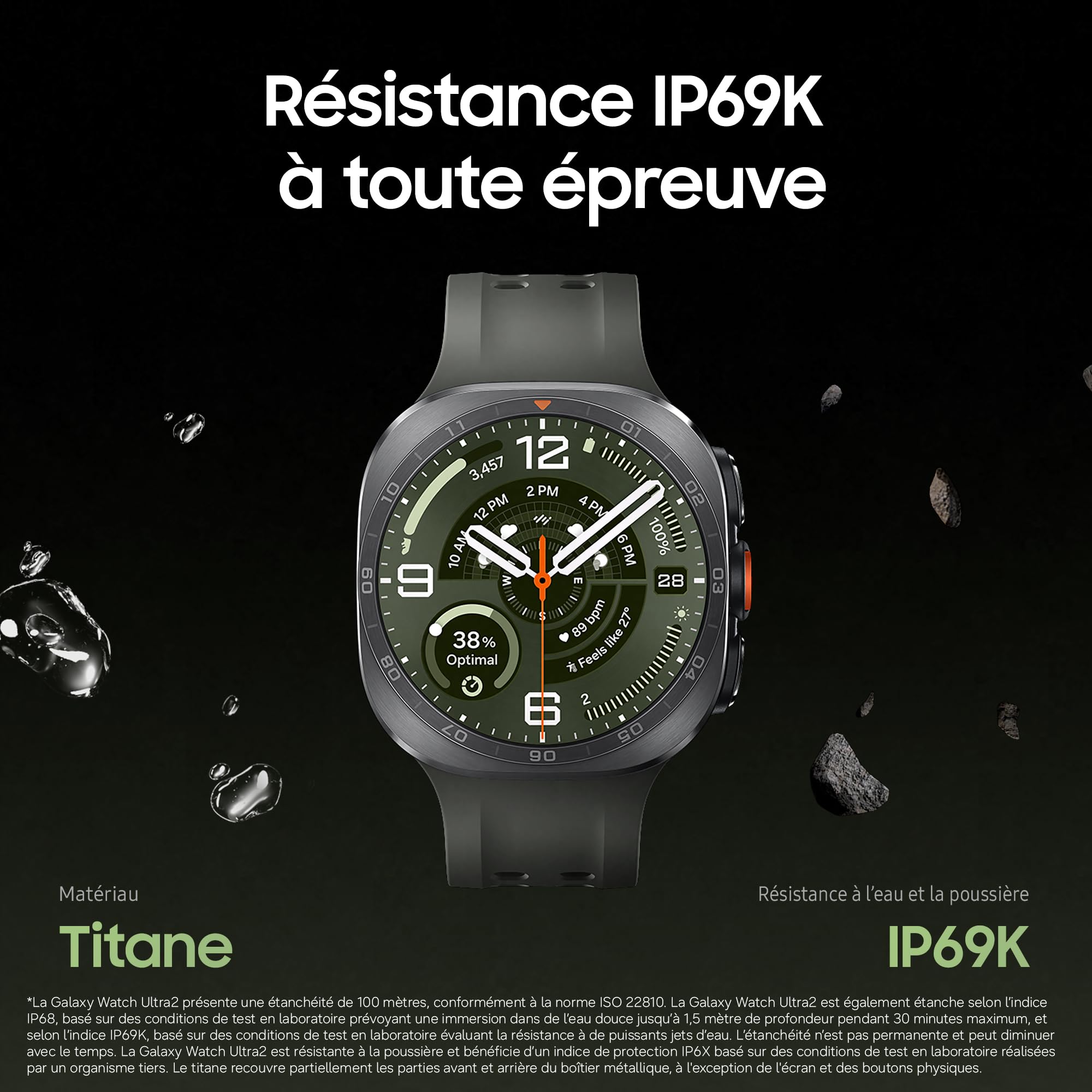 Samsung Galaxy Watch Ultra2, Connectivité 4G LTE, 47 mm, Noir Titane | Montre Sport pour le Trail, la Plongée, le Cyclisme avec Suivi Samsung Health, Batterie de 800 mAh, Recharge Rapide
