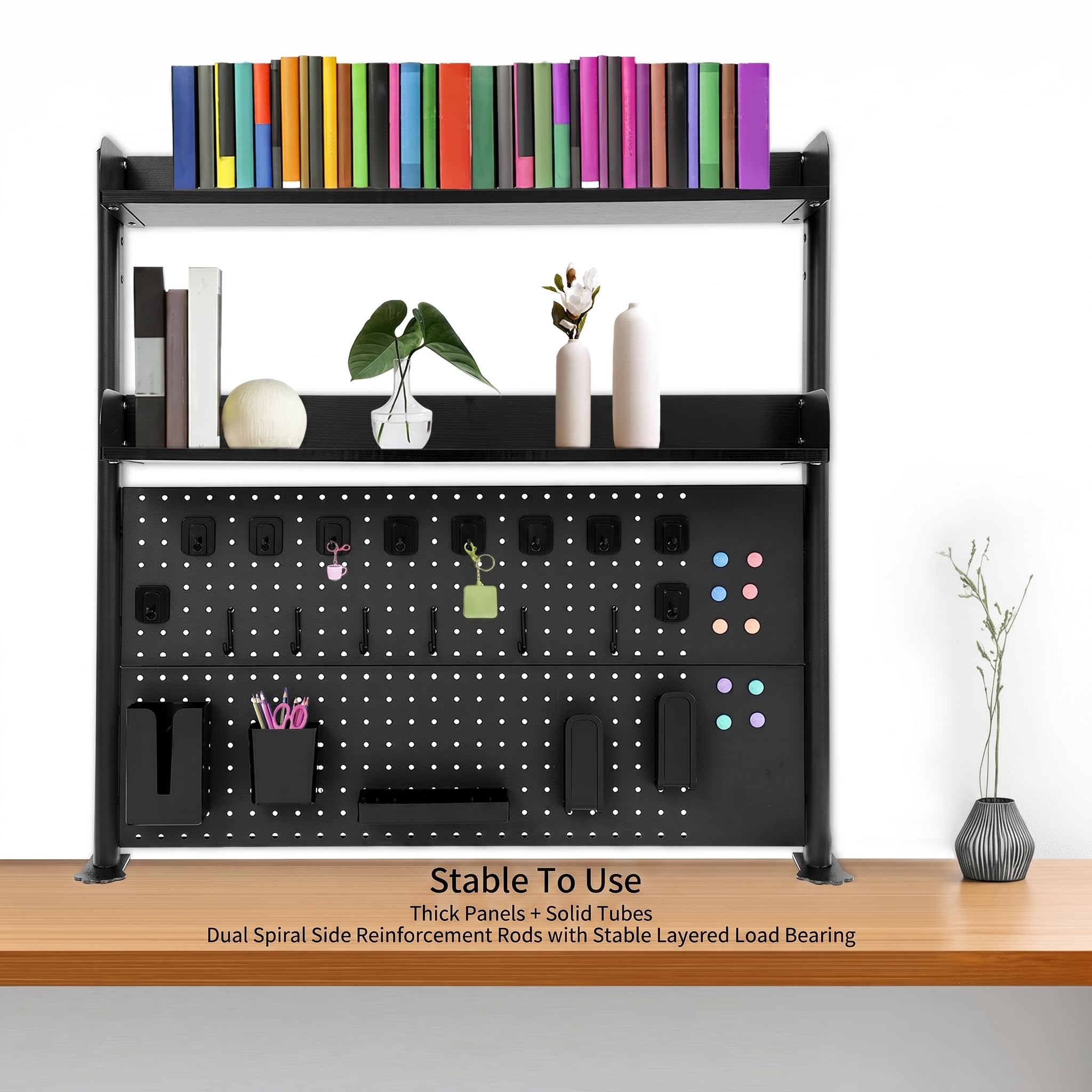 Étagère de bureau à pince 254 x 241 cm, double niveau, paroi perforée