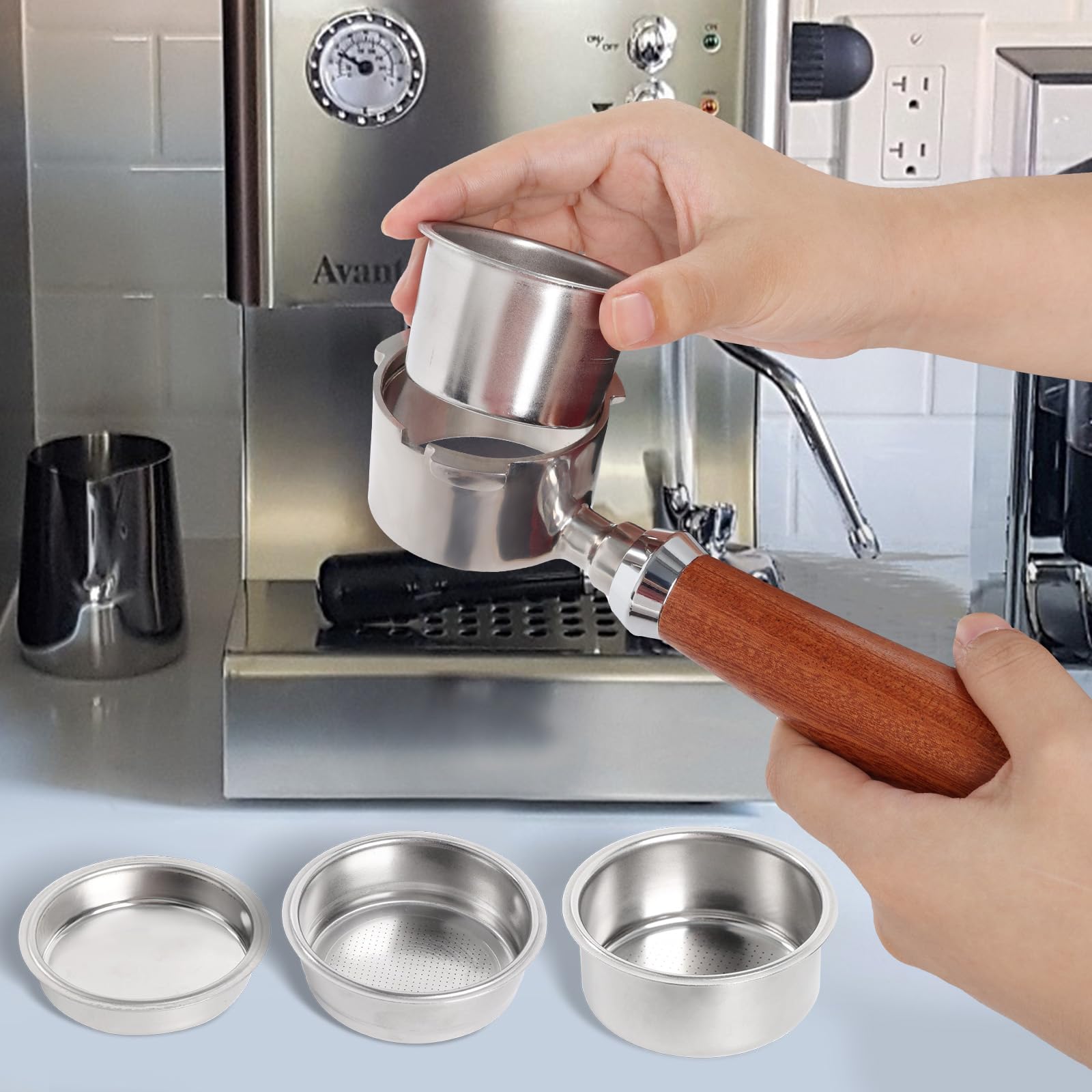 Portafiltro Senza Fondo 51mm Per DeLonghi Dedica - Con 2 Tazze Filtro A Cestello, Acciaio Inox, Compatibile EC680/685/785/820/850/860 - Foto 9