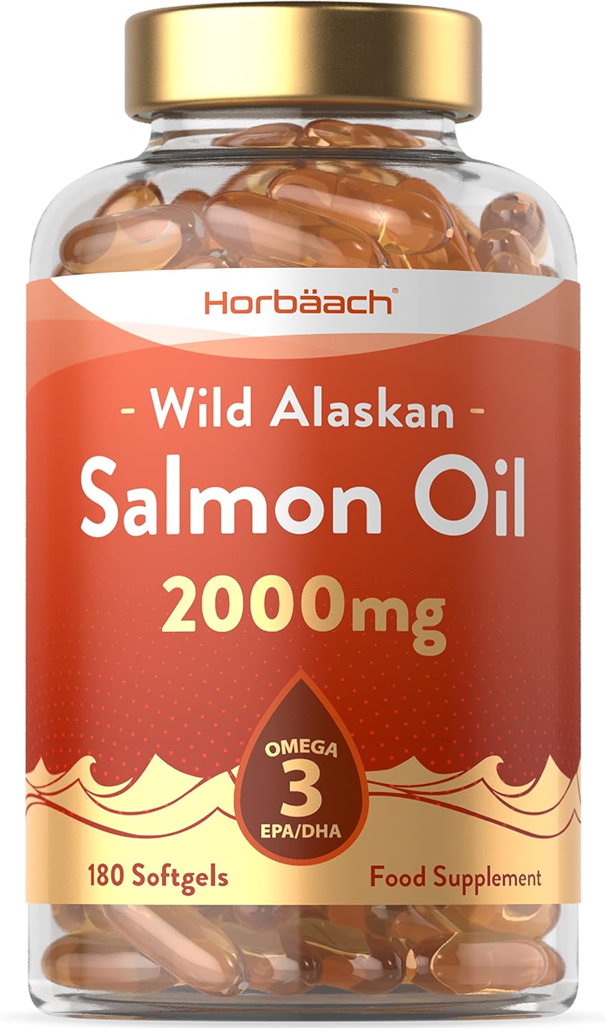 Salmon Oil 2000mg 180 Softgel Capsules Omega 3 Fish Supplement for