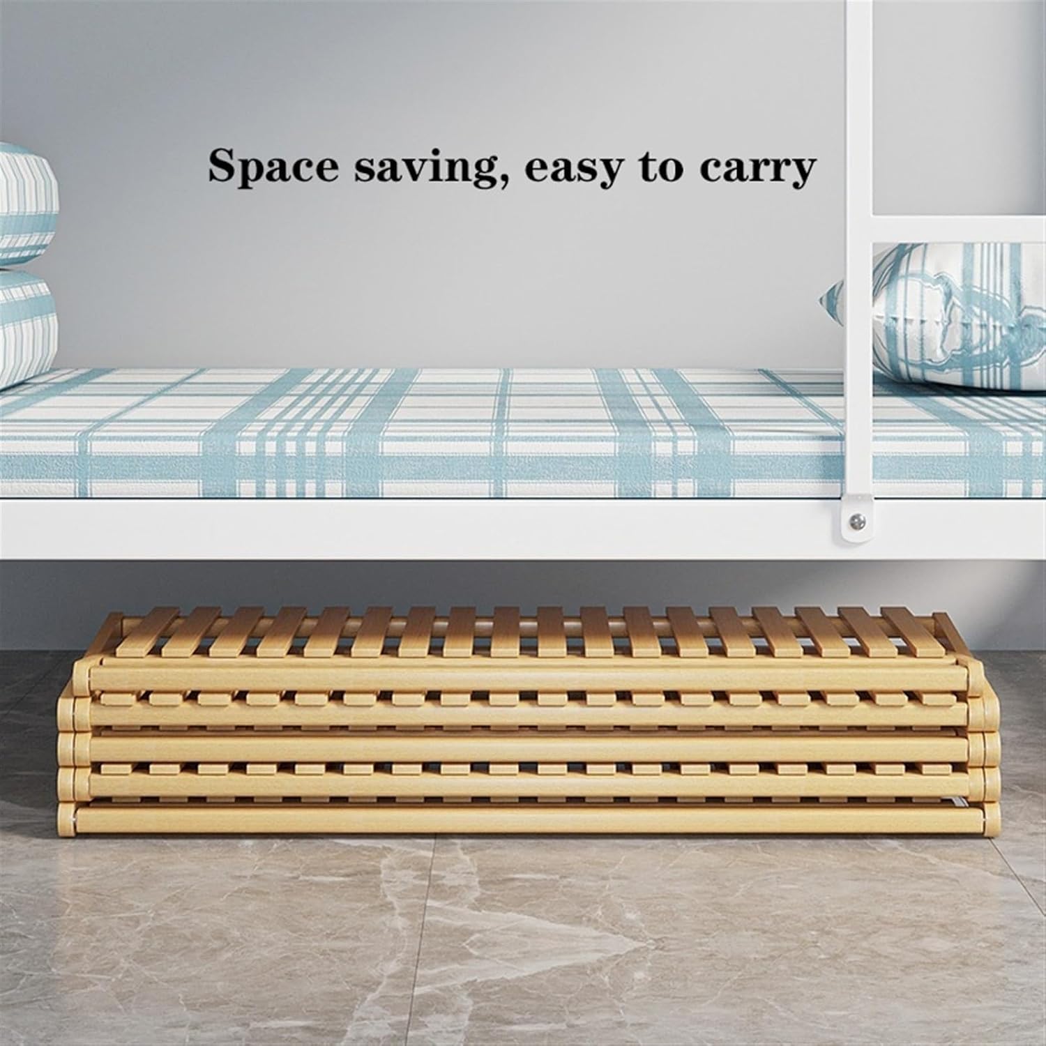 Stackable Foldable Shoe Rack, Shoe Rack Organizer, Space Saving Shape Structure Free Standing Shoe Storage Shelf for Entryway Closet Bedroom Shoe (Color : Natural, Size : 5-Layers 70cm) (N