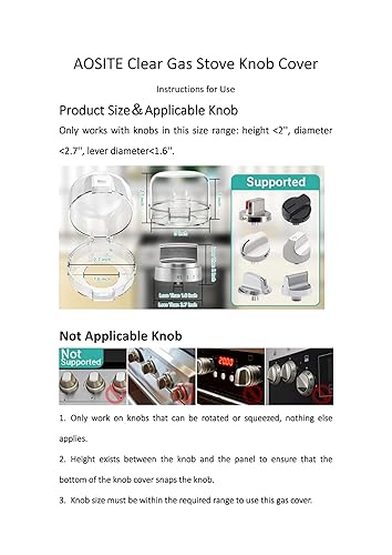 Miniatura 9 de AOSITE Fundas para pomos de estufa para la seguridad de los niños, paquete de 5 fundas mejoradas para pomos de estufa de gas con adhesivo fuerte,