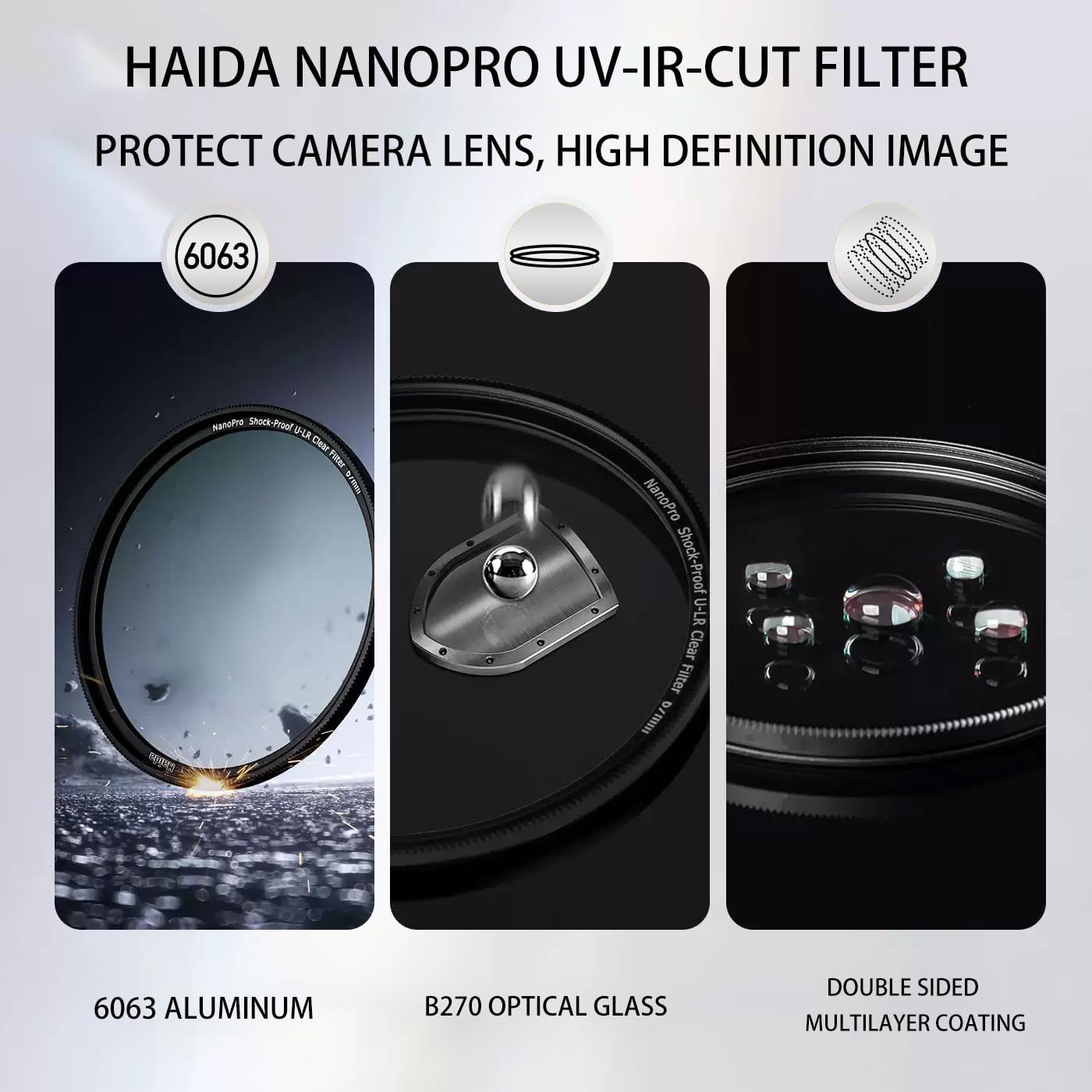 Haida NanoPro UV-IR-Cut Filter Optical Glass 99.4% Visible Light Transmittance, Slim Metal Ring (Anti-Vignetting), for Standard/Wide-Angle Lenses, Outdoor Photography (58mm)