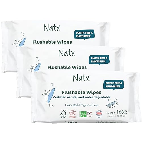 Naty Toallitas húmedas desechables para niños y bebés, a base de plantas, a base de agua para pieles sensibles, toallitas naturales y sin perfume