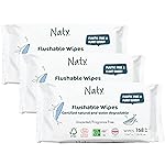 Naty Flushable Toddler & Baby Wet Wipes | Plant-Based, Water-Based for Sensitive Skin | Natural & Unscented Potty Training Wipes | Water-Degradable, Plastic-Free, Fragrance-Free | 168 Count (3 Packs)