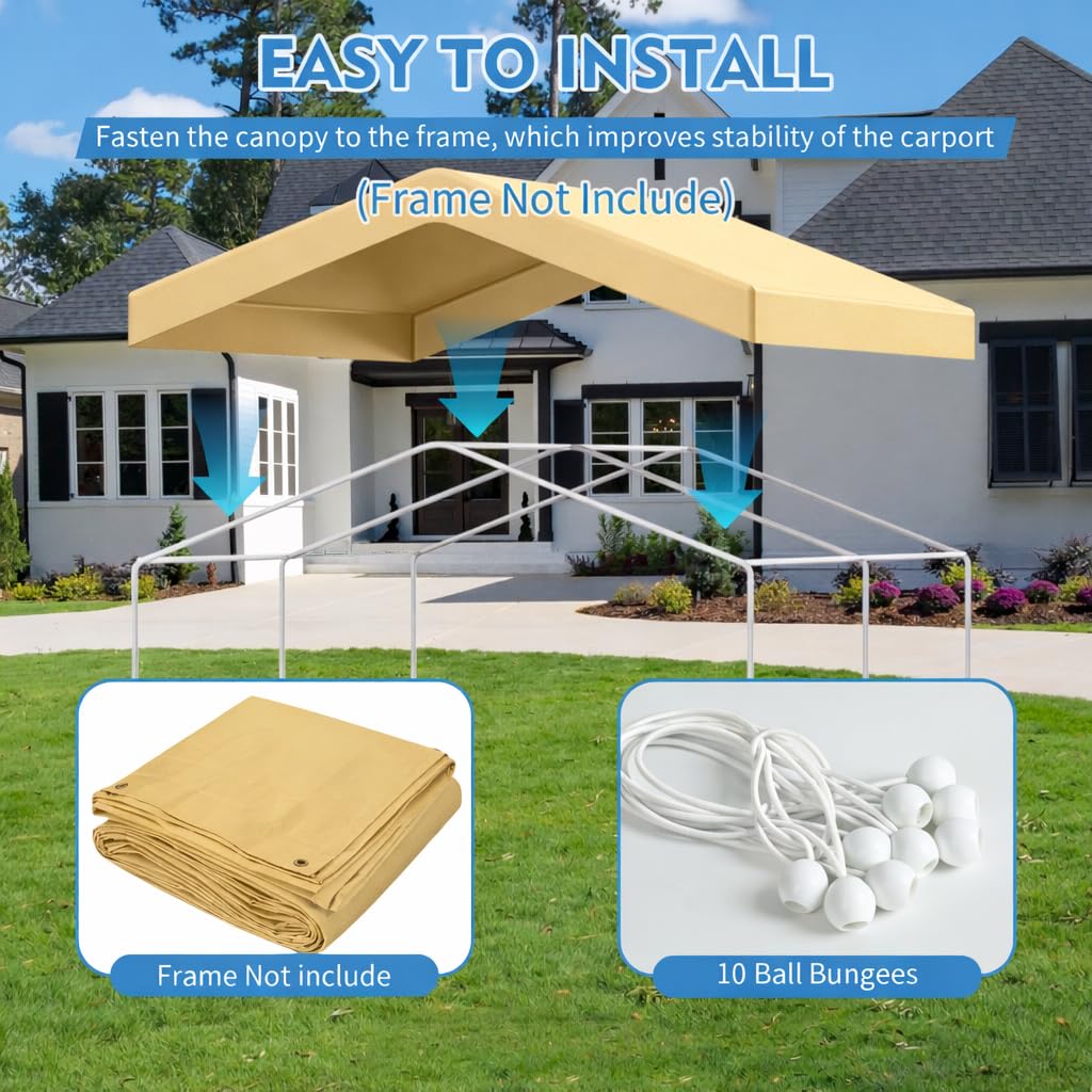 Carport Canopy Cover - 10x20 ft Waterproof -5