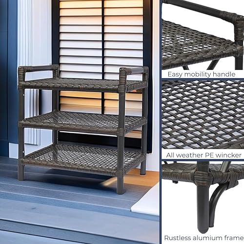 Miniatura 5 de Fangflower Estante de almacenamiento de 3 niveles, estantes multicapa duraderos hechos a mano, estante multiusos para sala de estar, cocina, baño,