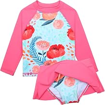 XFGIRLS Girls Swimsuit Toddler Girl Two Piece Long Sleeve Bathing Suit Swimwear Swimming UPF 50+