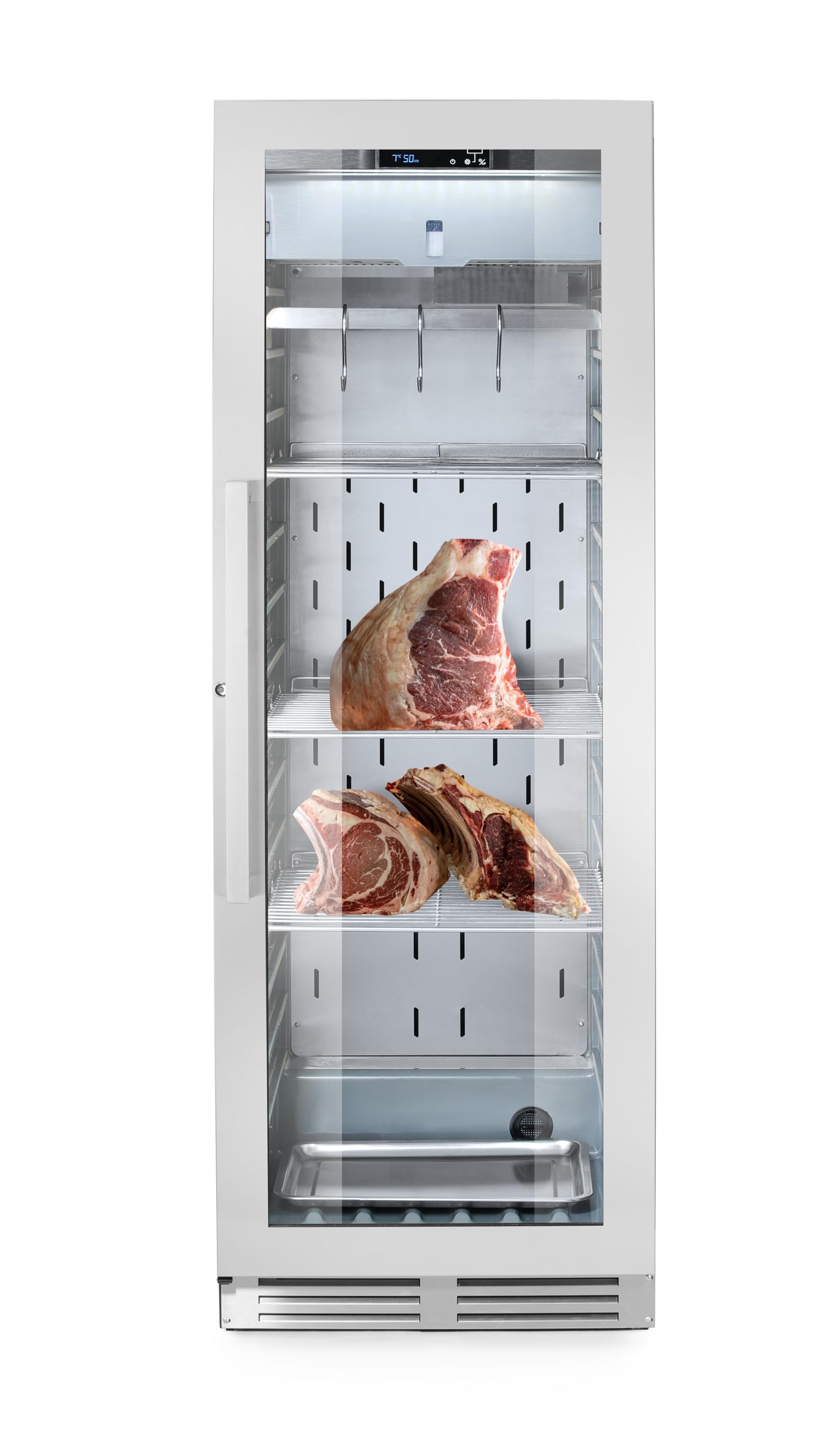 HENDI Fleischreifeschrank, Dry-Aging Reifeschrank, Dry Aged Kühlschrank, 352L, 220-240V, 170W, 595x710x(H)1720mm, Edelstahl