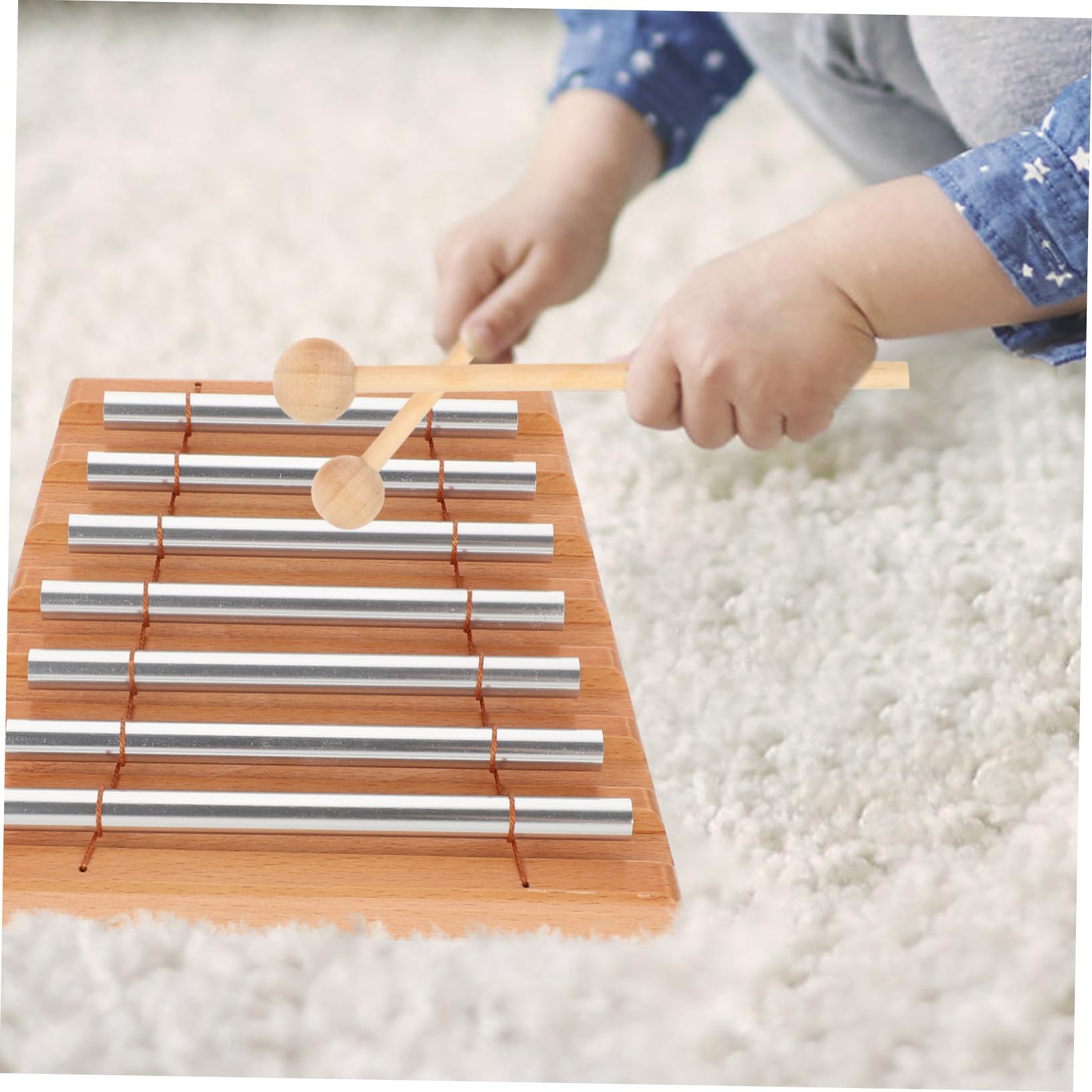 Conjunto de Campanas de Percusión de Madera de Tonos con Instrumento Musical Educativo para Sonido para Aprendizaje Rítmico y Sensorial