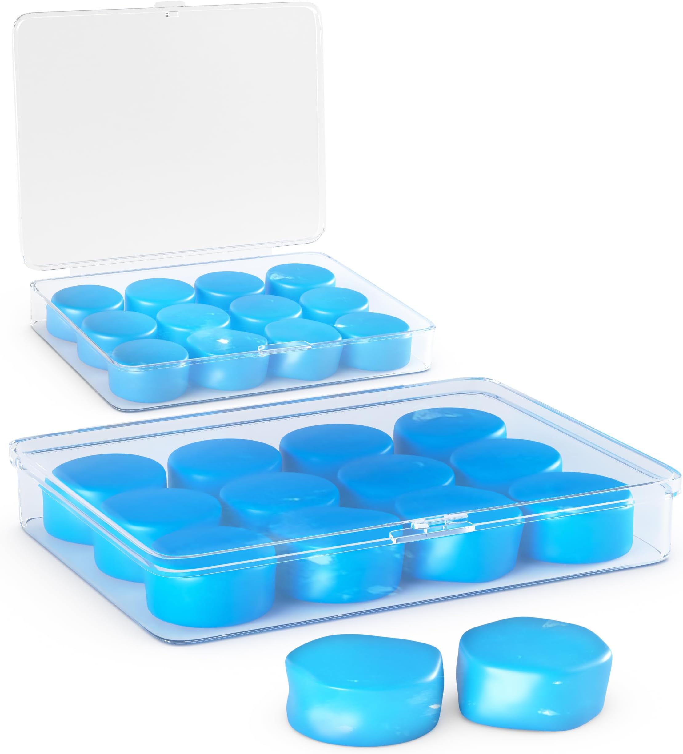 - 12 Pair Moldable Earplugs Silicone - Small Wax Ear Plugs for Sleeping Noise Cancelling Sound Blocking Snoring in 2 Plastic Cases - Gel Ear Plugs for Swimming Pool Waterproof Kids Women Swimmer Water