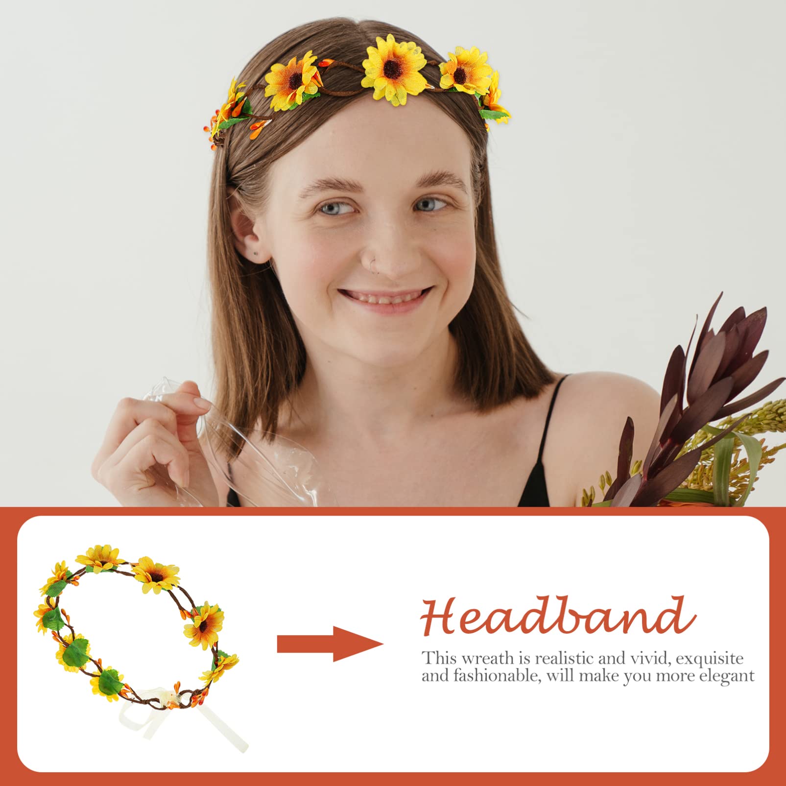 minkissy 8pezzi Fasce Floreali Per Ragazze Corone Di Girasole Artificiale Accessori Eleganti Per Foto e Occasioni Speciali Design Bohemien Adatte Per Uso Quotidiano e Feste Spiaggia