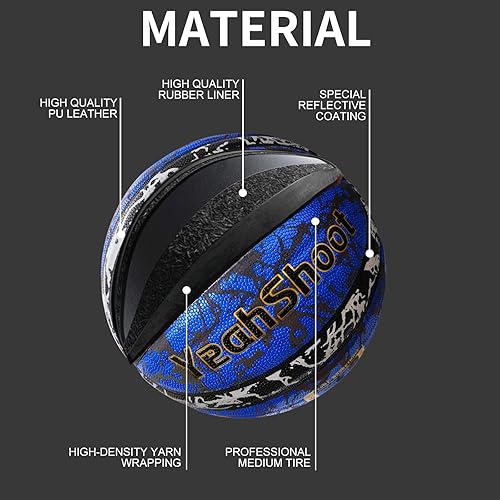 Miniatura 6 de Baloncesto holográfico tamaño 7 (29.5 pulgadas) reflectante de cuero brillante para adultos y jóvenes, regalos