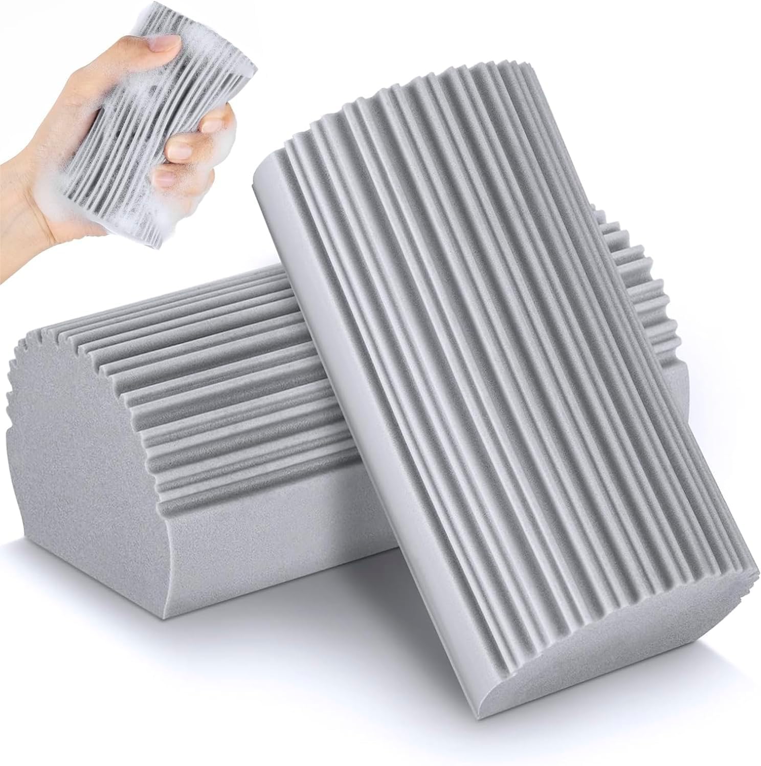 PiyuBind 2 Pack Damp Clean Duster Sponge Sponge Cleaning Brush, Duster for Cleaning Blinds, Glass, Baseboards, Vents, Railings, Mirrors,Window Track Grooves and Faucet (Gray) (B0D35HBLYH) Amazon Price History, Amazon Price Tracker