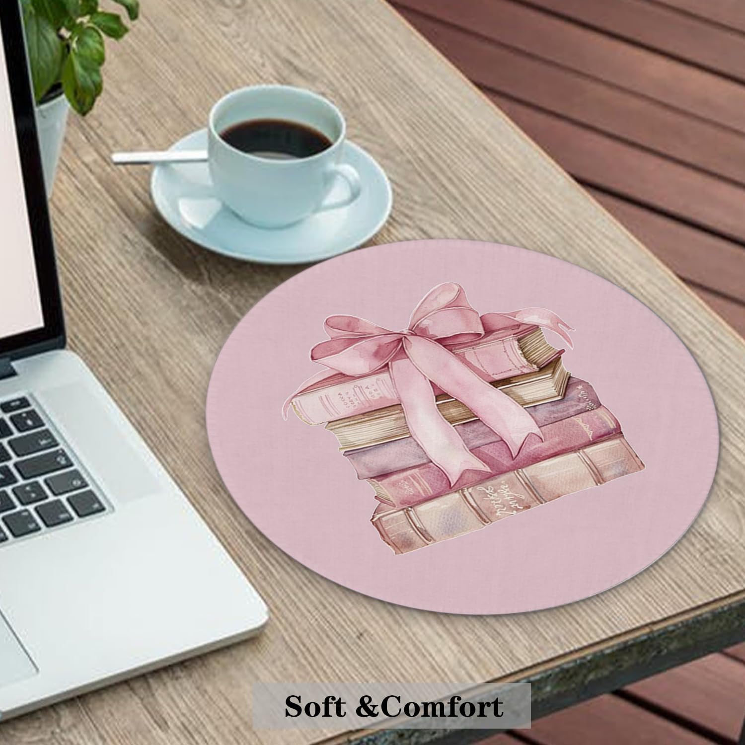 Coquette Pink Bow Preppy Book Mouse Pad 7.9x7.9, InchPreppy Girly Aesthetic Mouse Pads for Wireless Mouse Computers Laptop Desk AccessoriesPink Office Supplies image 5