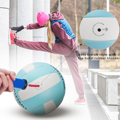 Miniatura 9 de UUBEMM Pelota de voleibol suave al tacto para interiores y exteriores, juegos de playa, parque, práctica de gimnasio, tamaño oficial con bomba para