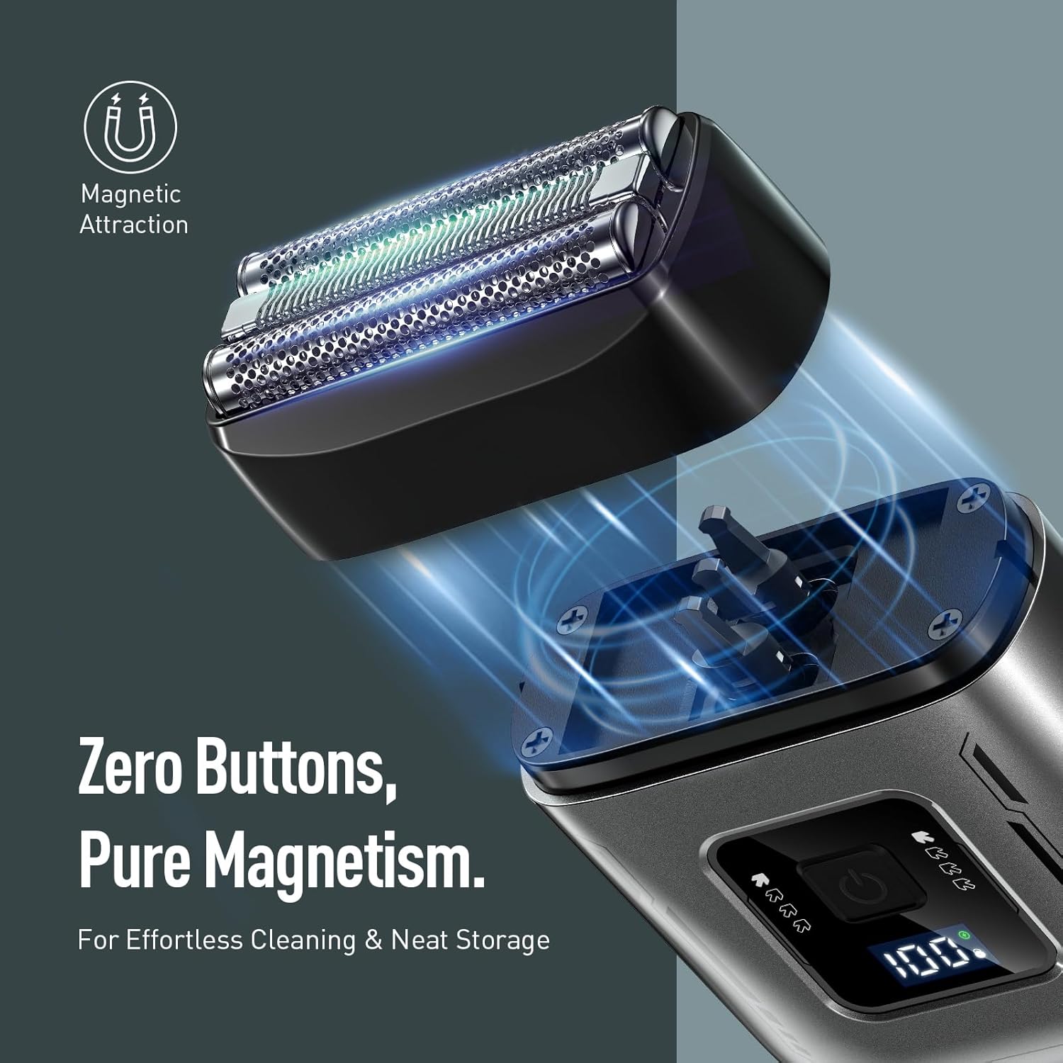 Cordless Foil Shaver for Men: Dual Replacement Heads (Foil + Trimmer), High-Speed 6000RPM,USB-C Rechargeable, IPX6 Waterproof Battery Display & Travel-Friendly/Home Use - Image 2