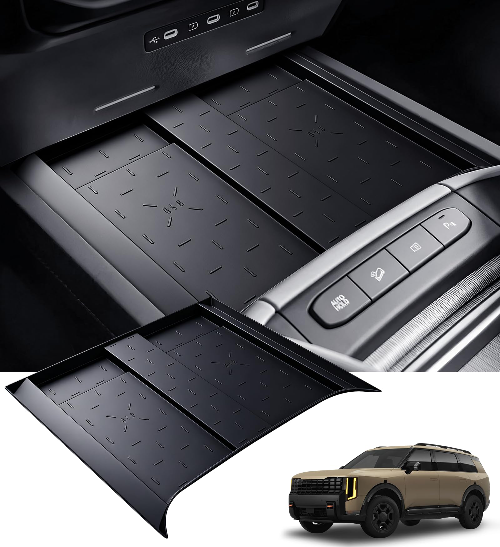 Wireless Charging Protective Mat for KIA Telluriede 2027, Center Console Interior Accessories Silicone Anti-Slip Wireless Charger Cover Pad for 2027 Telluride, Black