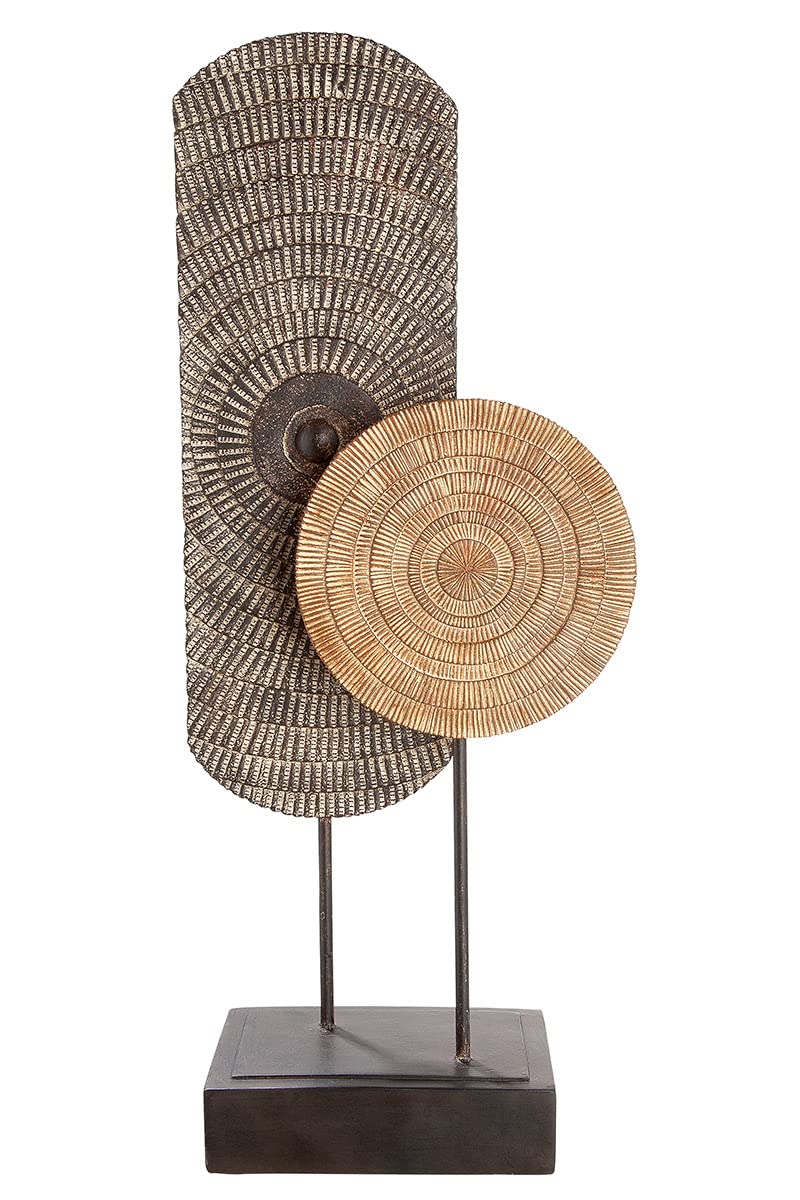 GILDE Poly Skulptur Carve auf Sockel - Dekorative Figuren - Deko Statue Wohnzimmer - Büro Dekoration Braun - Höhe 47,5 cm, Naturfarben