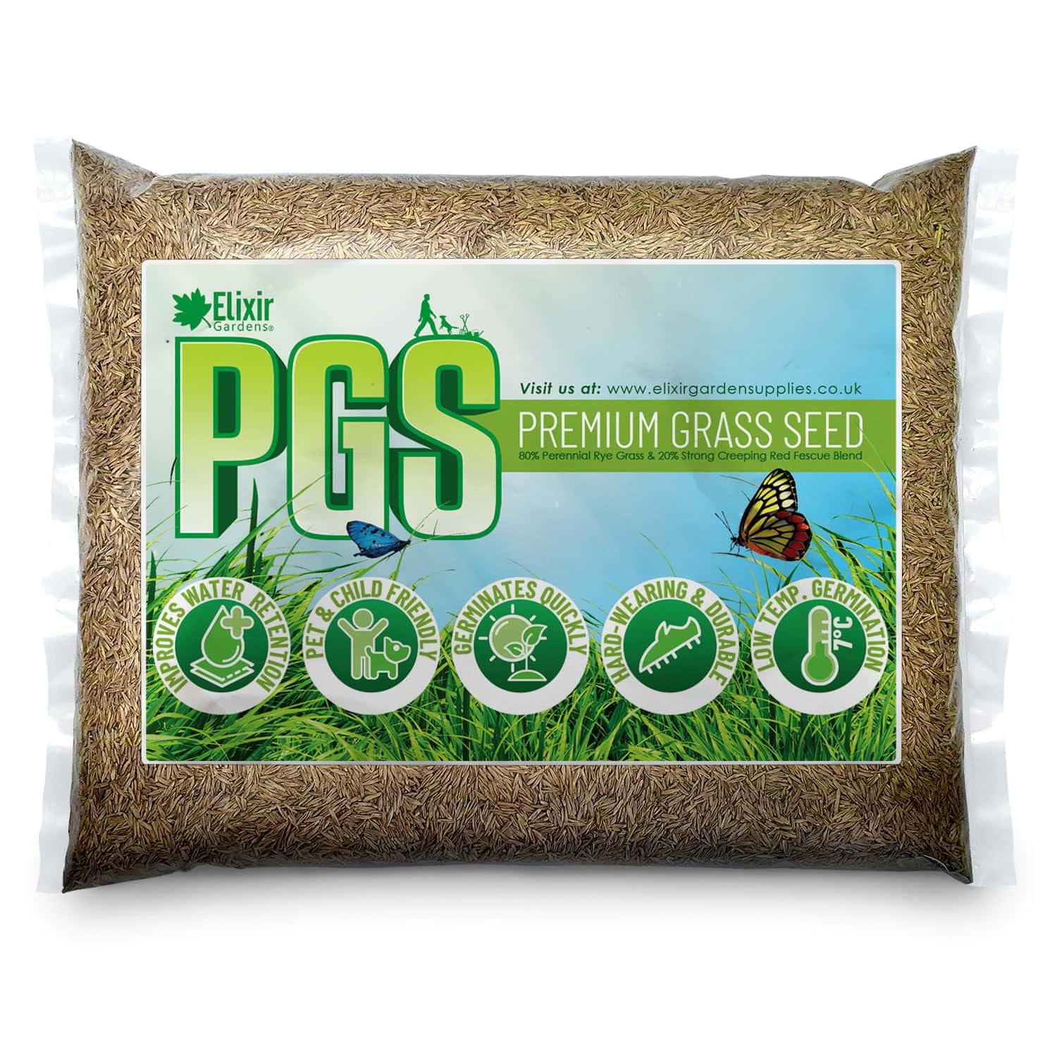 Elixir Gardens Lawn Patch Repair/Recovery | Premium Fast-Growing, Hard Wearing Grass Seed Various Sizes 100g-5kg | 2.5kg | Covers Upto 70sqm