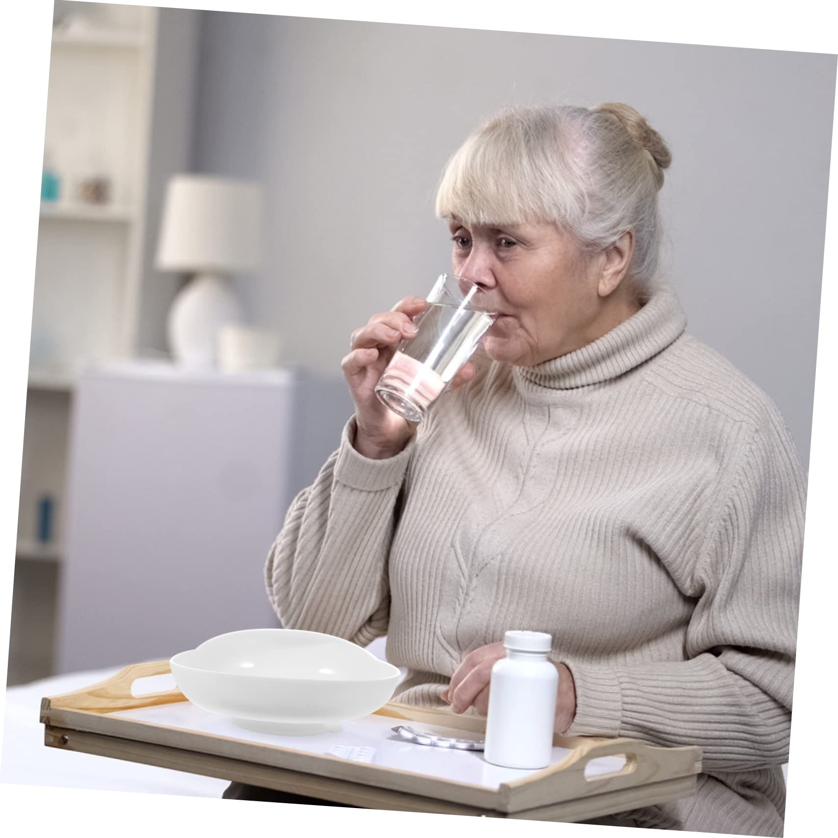 minkissy E Handed Bowls for Adults Senior Dining Bowl Elder Eating Bowl Training Dinner Bowl Handicapped Bowl