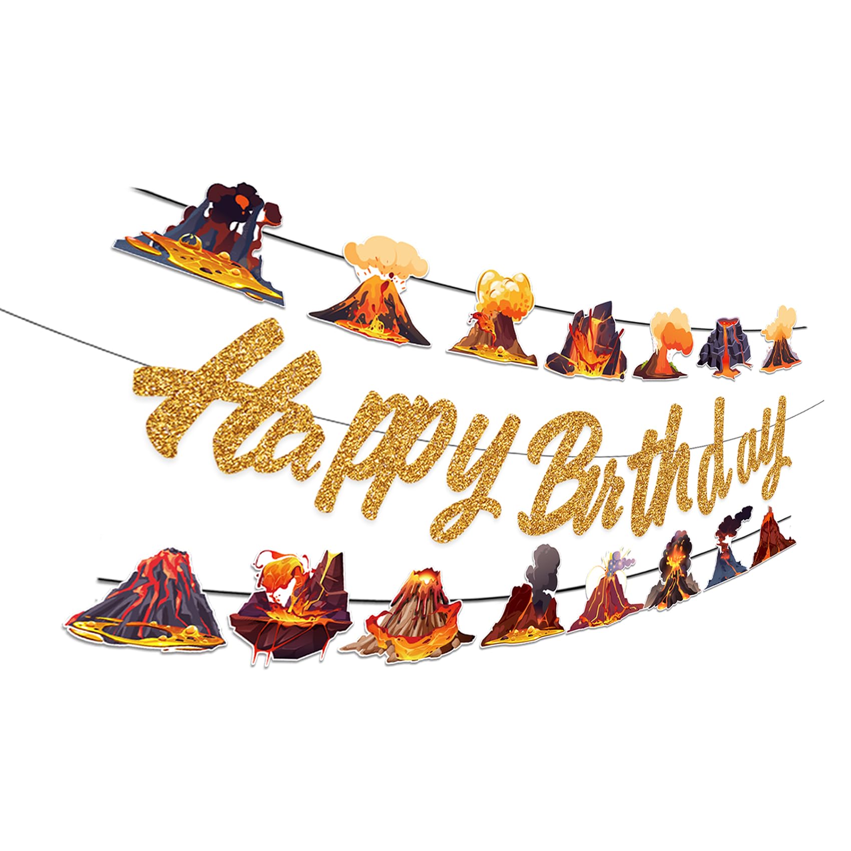 3 PCS Volcano Party Banners Volcano Lava Birthday Hanging Decorations for Volcano Party Decorations Birthday Party Supplies