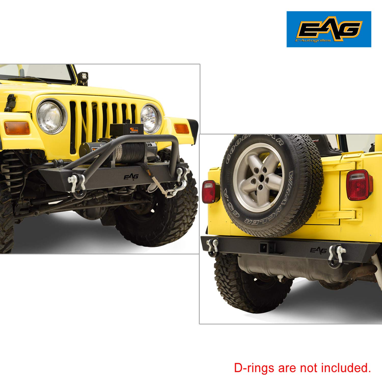 Buy EAG Front Bumper and Rear Bumper Combo Black Textured Offroad Fit for 8706 Wrangler TJ YJ