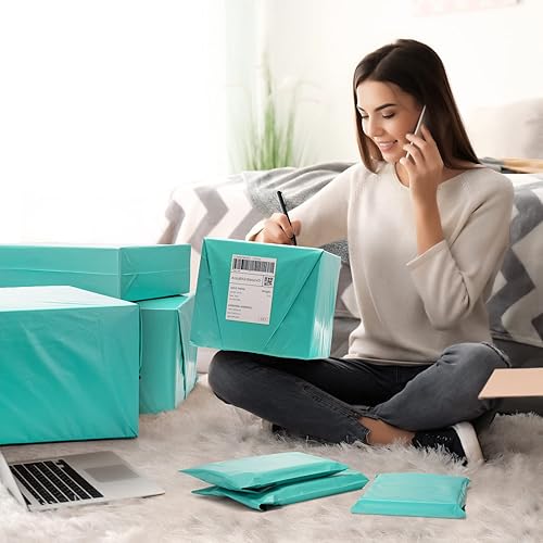 Miniatura 7 de Fuxury - Bolsas de envío para enviar correo, autoselladas, bolsas de plástico de color verde azulado, sobres de negocios
