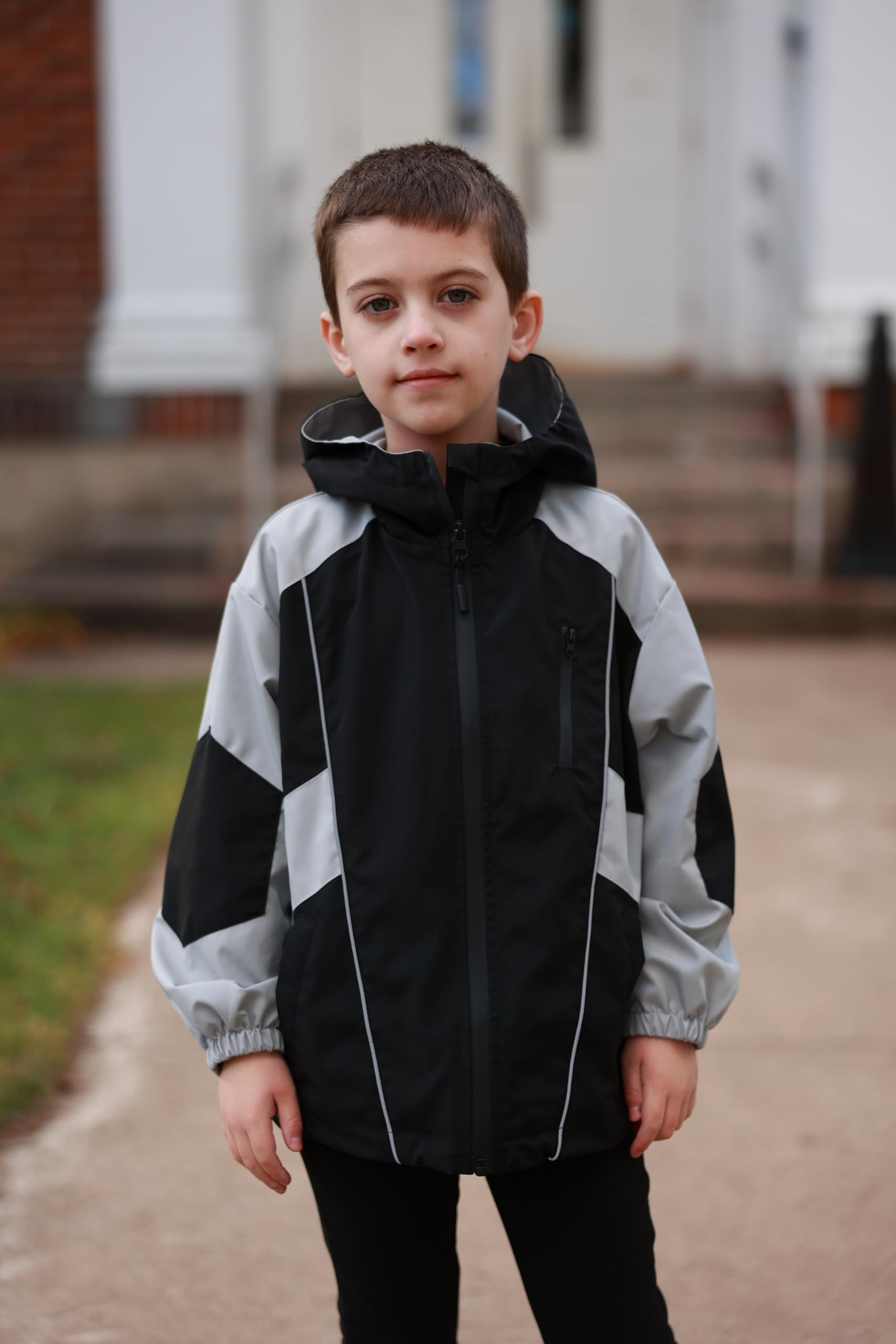 Rolanko Veste Imperméable pour Garçon, Coupe-Vent Léger à Capuche et Fermeture Éclair Résistant à L'eau Softshell