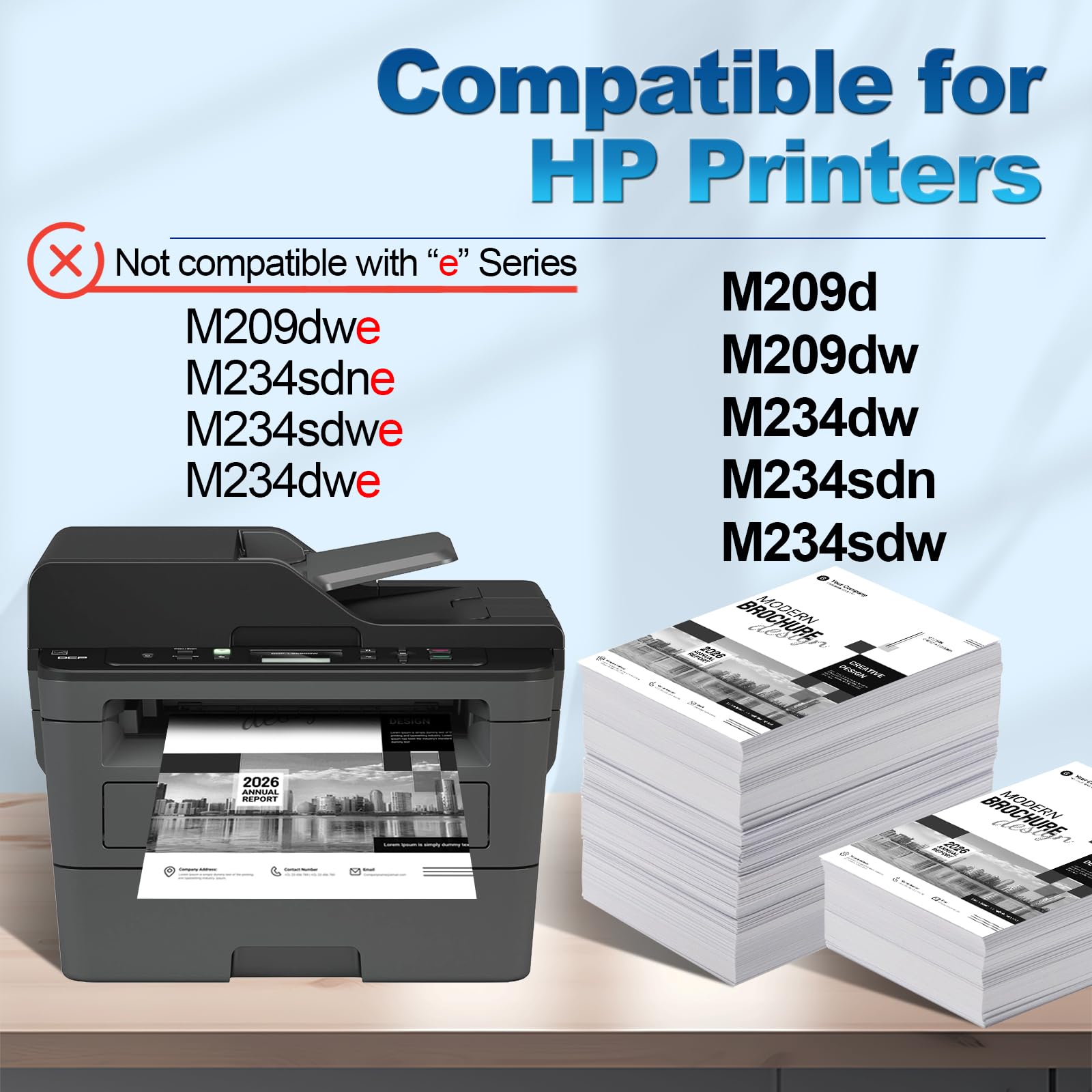 Lot de 2 cartouches d'encre compatibles W1340A avec puce de rechange pour imprimante HP W1340A 134A pour jet laser M209dw M234dw M234sdn M234sdw (2 pièces, avec puce)