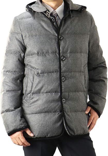 Amazon ダウンコート メンズ ハーフコート ビジネスコート ダウン フェザー フェイクウール ウールライク 着脱フード グレー チャコール 4 グレー L コート ジャケット 通販