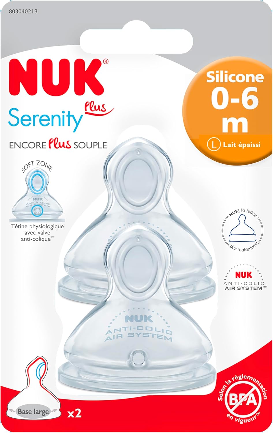 NUK Smoczki silikonowe Rozmiar 0-6 miesięcy Zagęszczone mleko - Rozmiar L - Opakowanie 2 szt