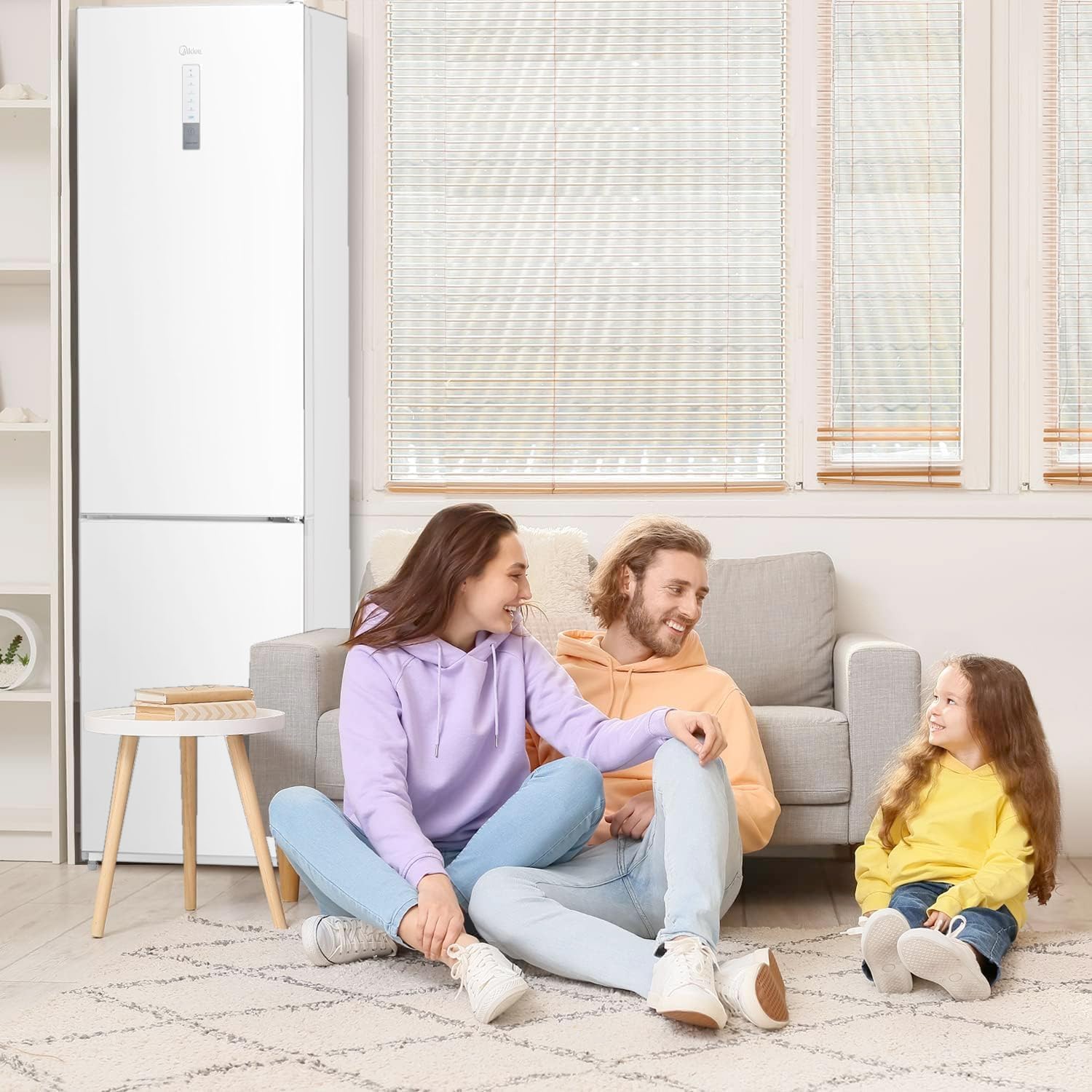 Midea Frigorífico Combi No Frost | 59,5 cm ancho x 188 alto cm | Blanco | Nevera combi libre instalación 224 L + 86 L Congelador - Refrigerador de bajo consumo con congelador vertical No Frost